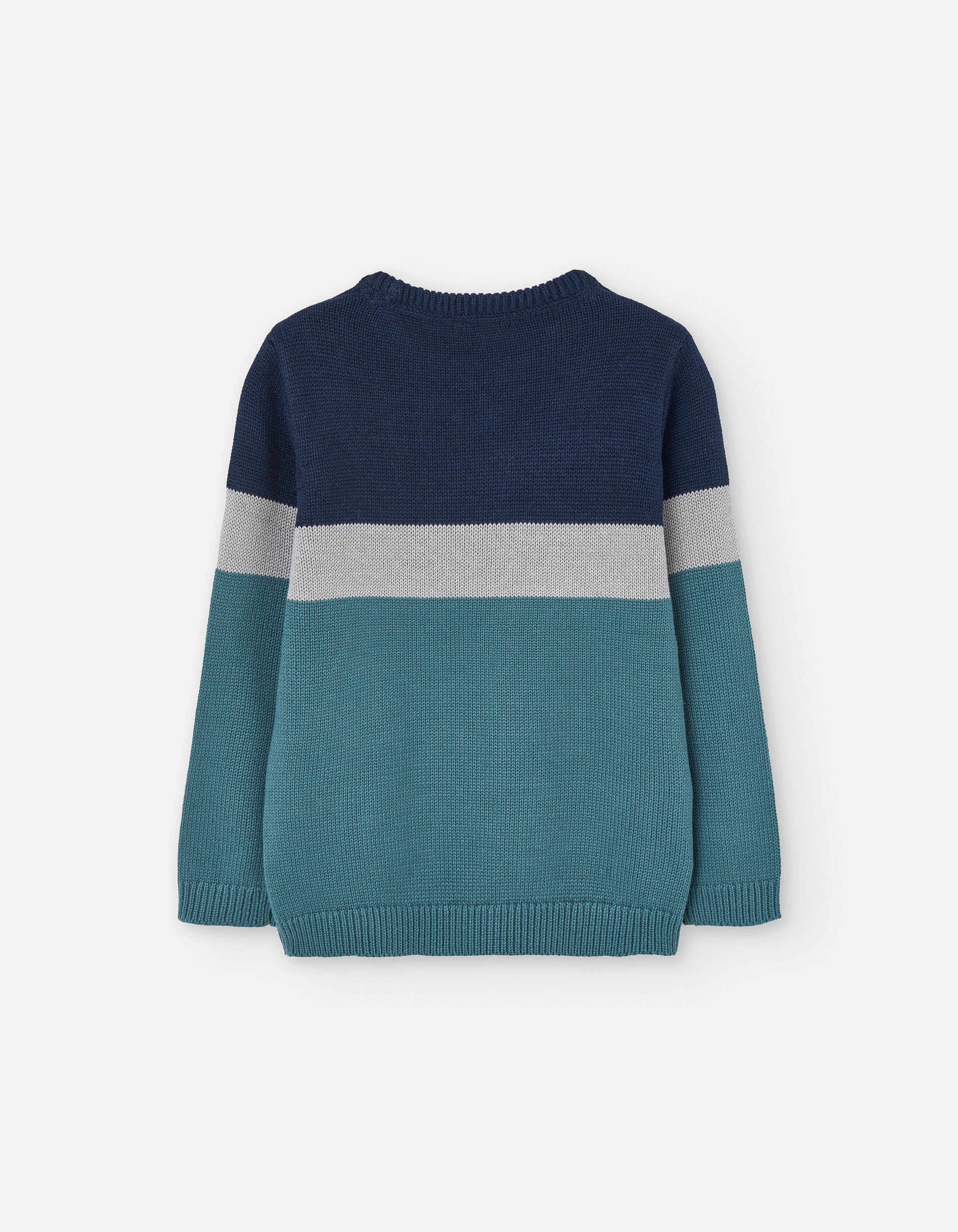 Knitted jumper in a cotton blend for boys, blue/grey