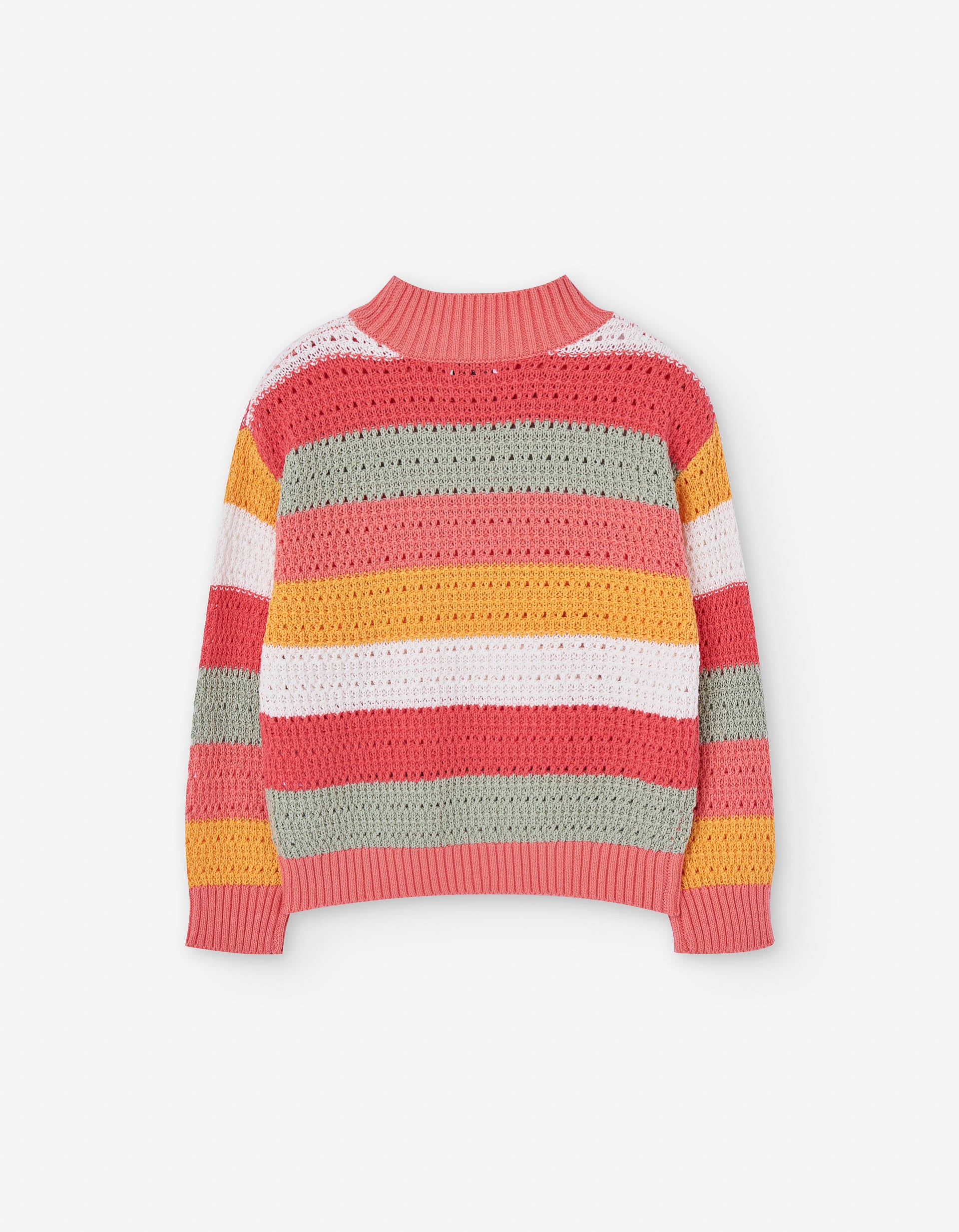 Cotton knitted jumper with stripes for girls, multicolour