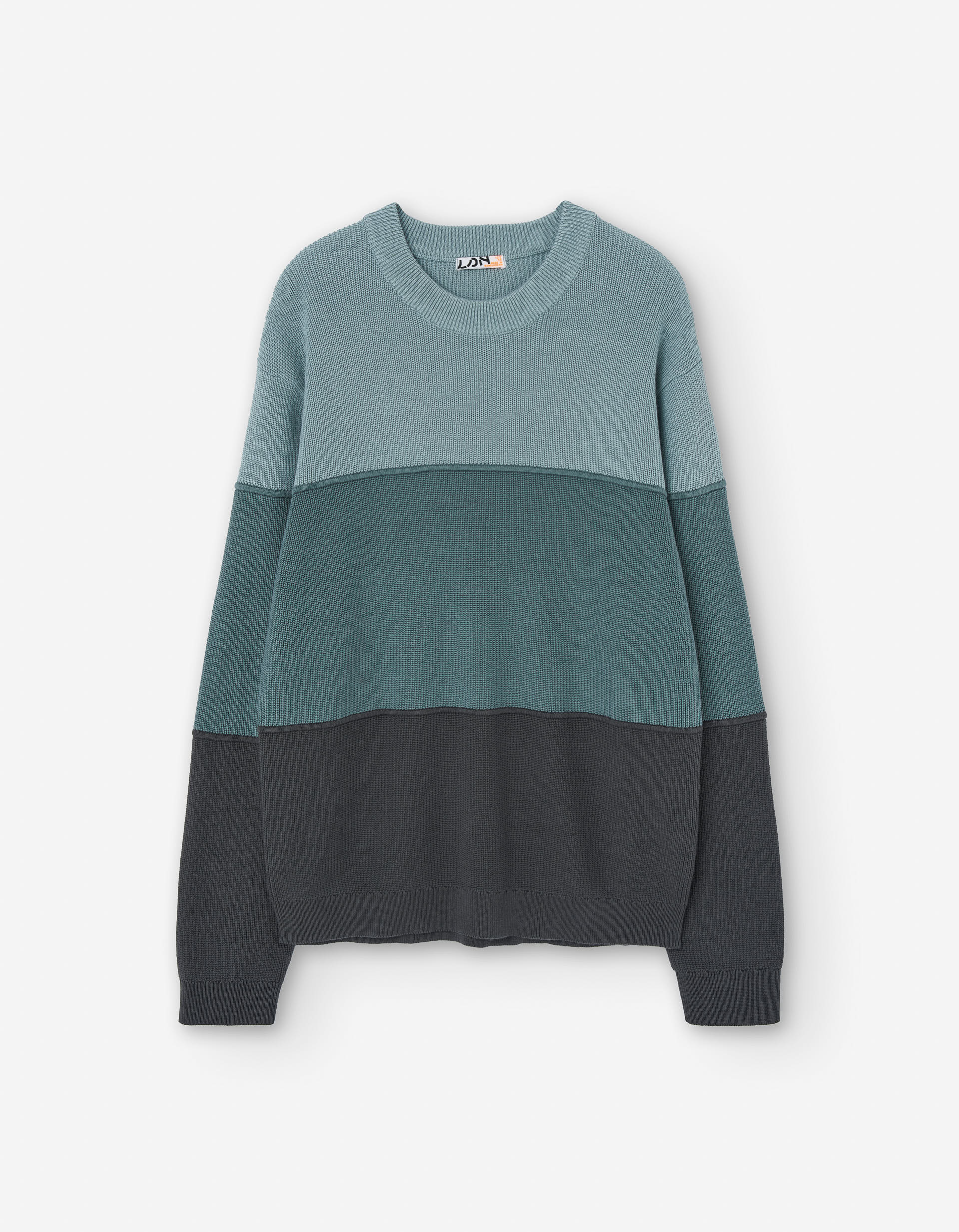 Knitted jumper with colour block for boys, blue/green/grey