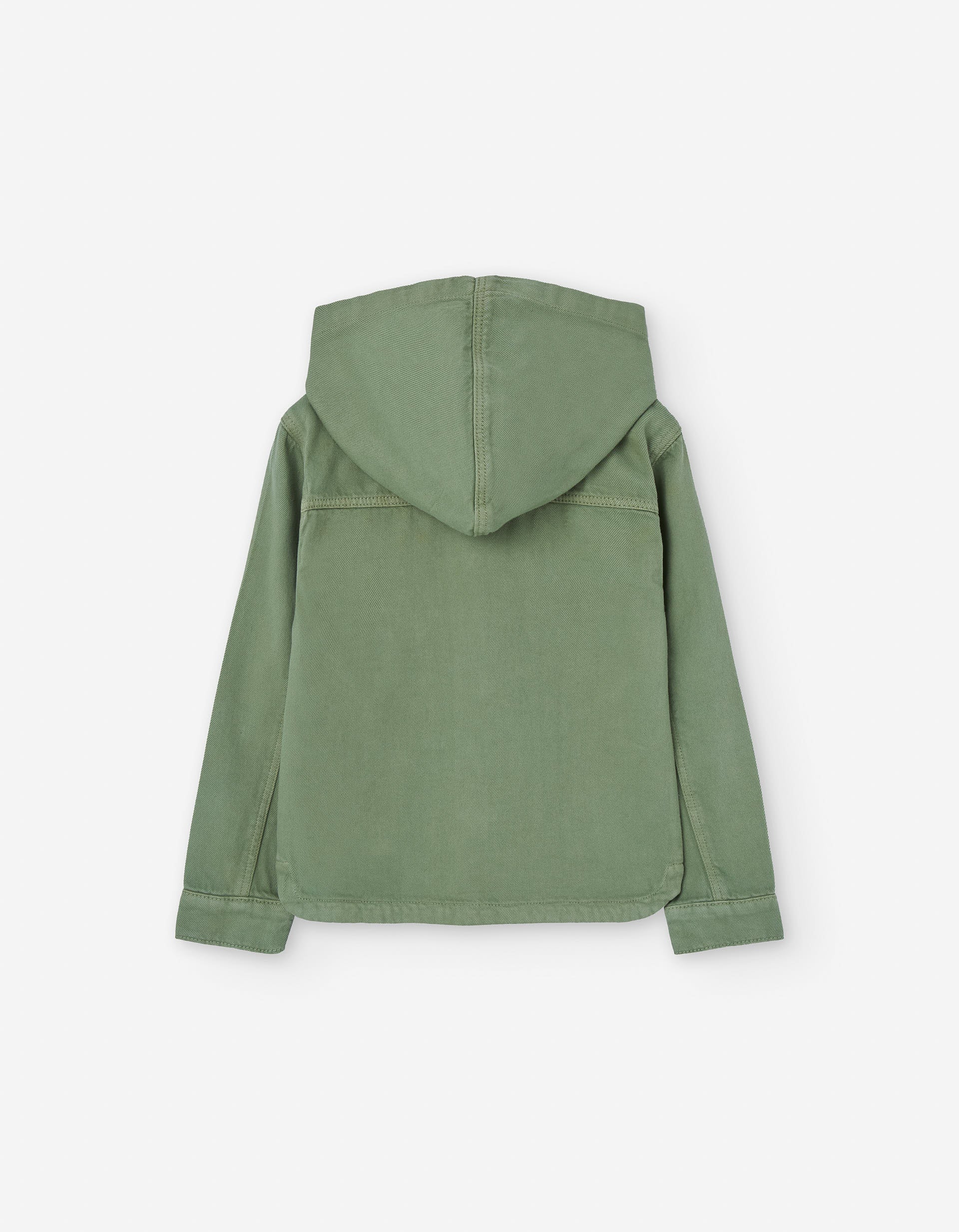 Hooded denim jacket with chest pocket for boys, green