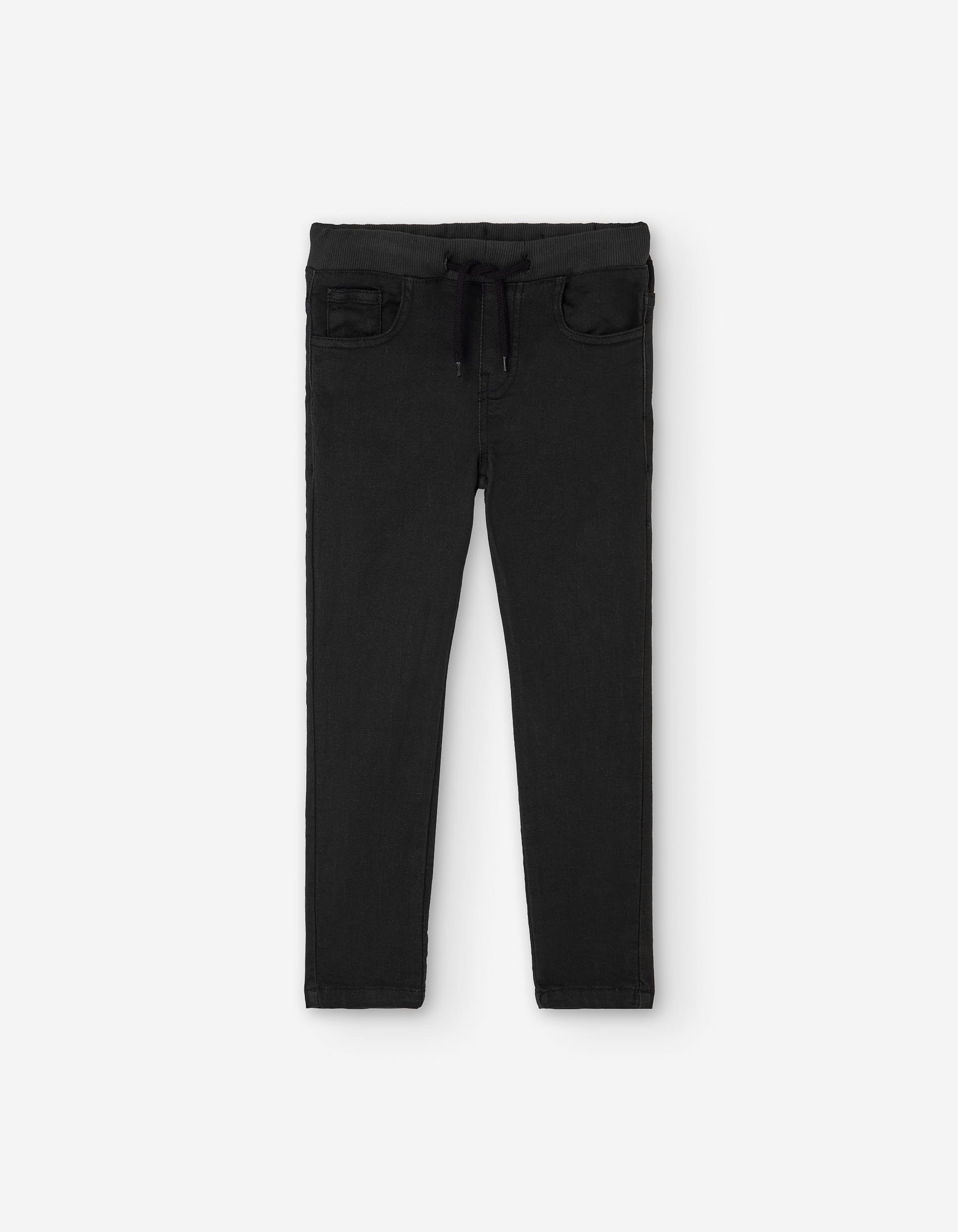 Denim slim fit trousers with drawstring for boys, dark grey