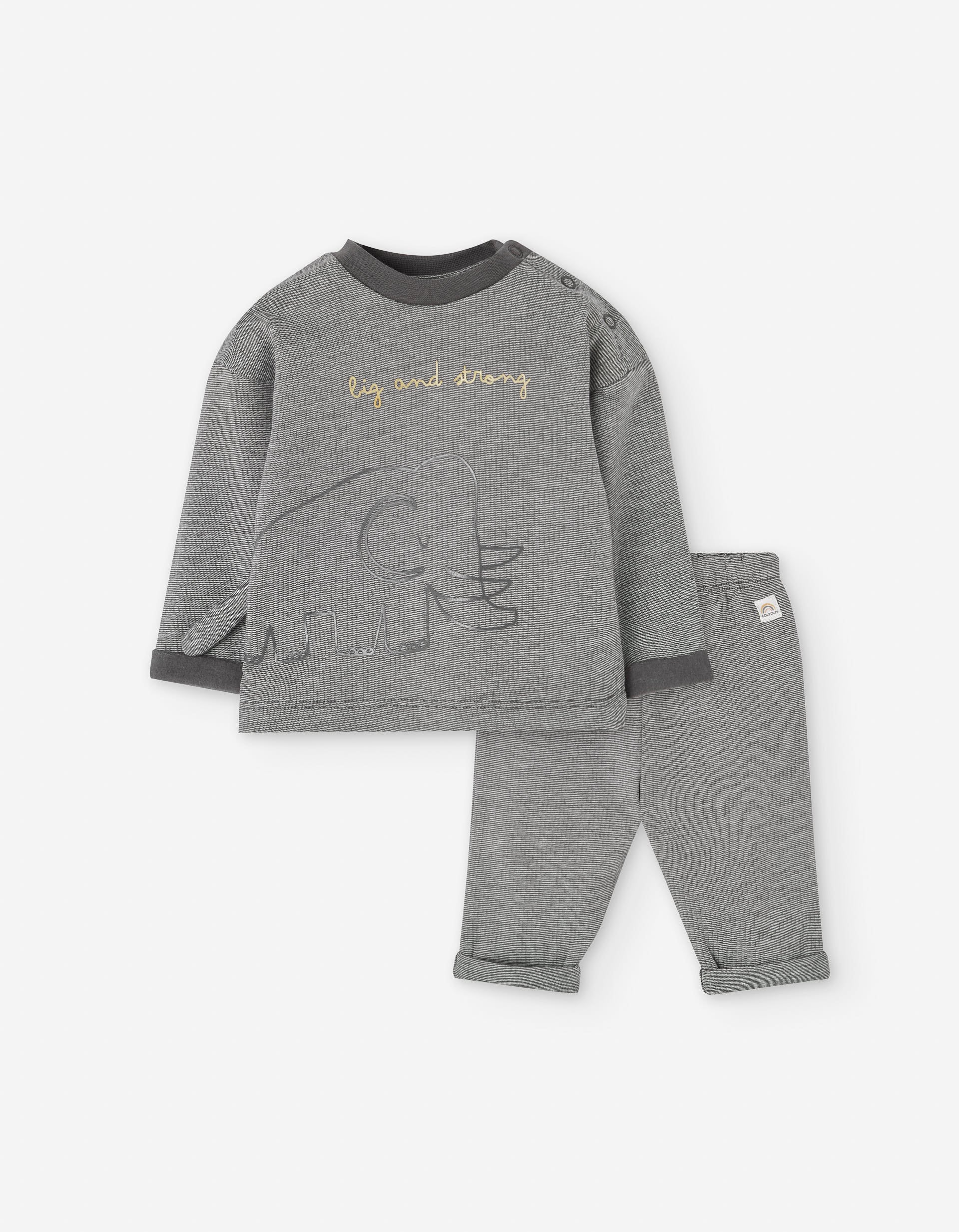 Sweat + trousers in brushed cotton for newborn boys, grey