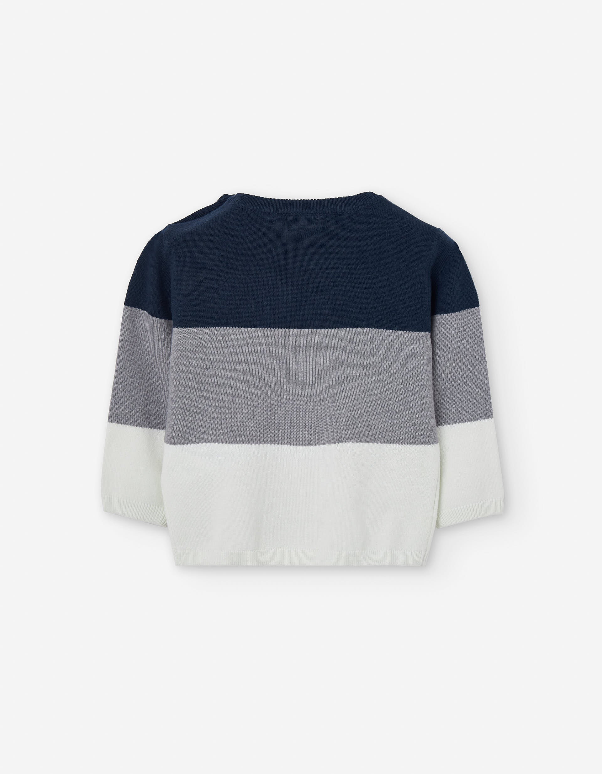 Knitted jumper with colour block for baby boys, blue/grey/white