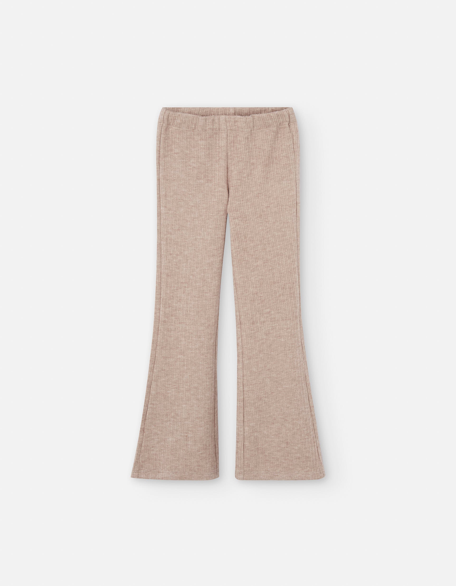 Flared ribbed leggings for girls, beige