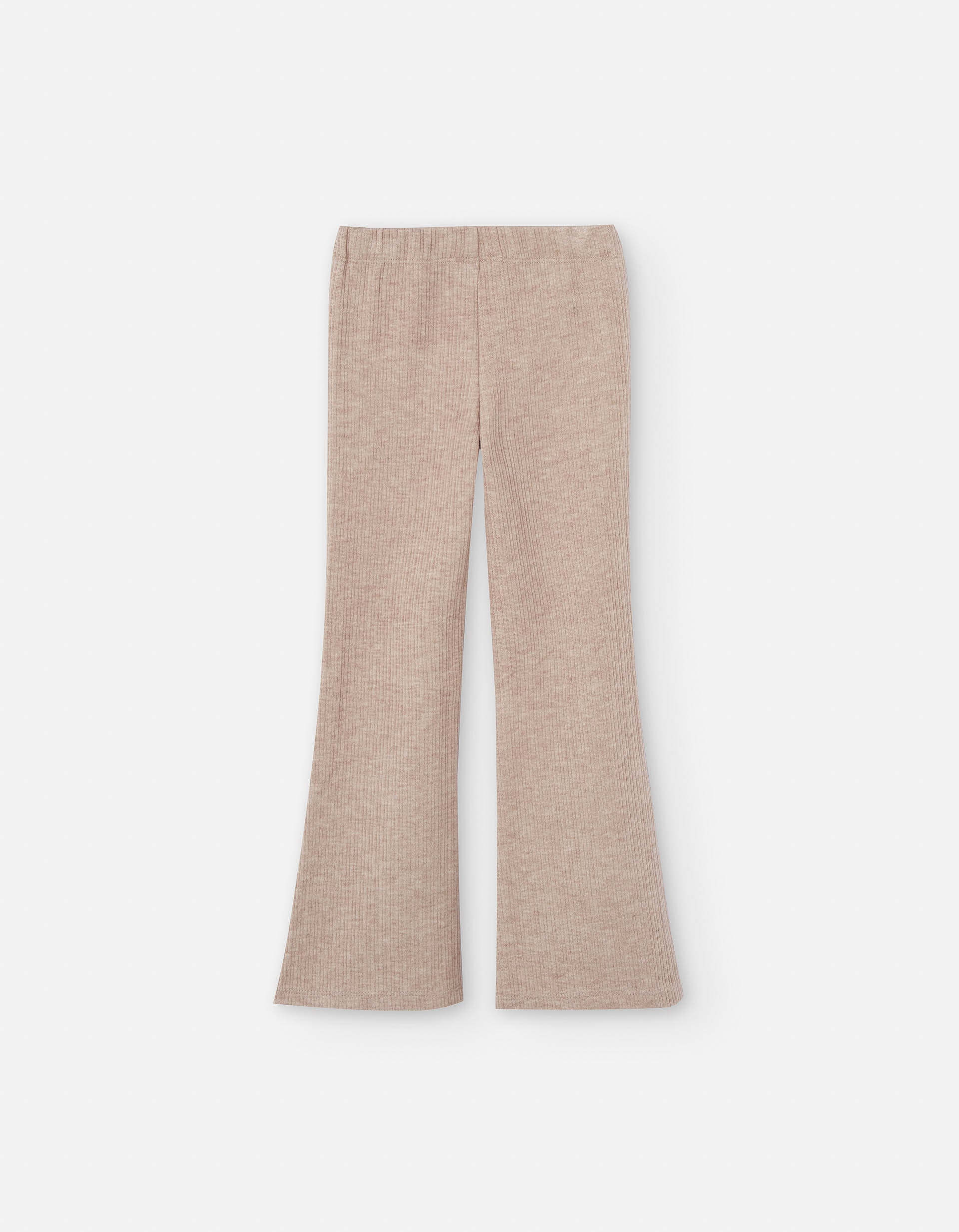 Flared ribbed leggings for girls, beige