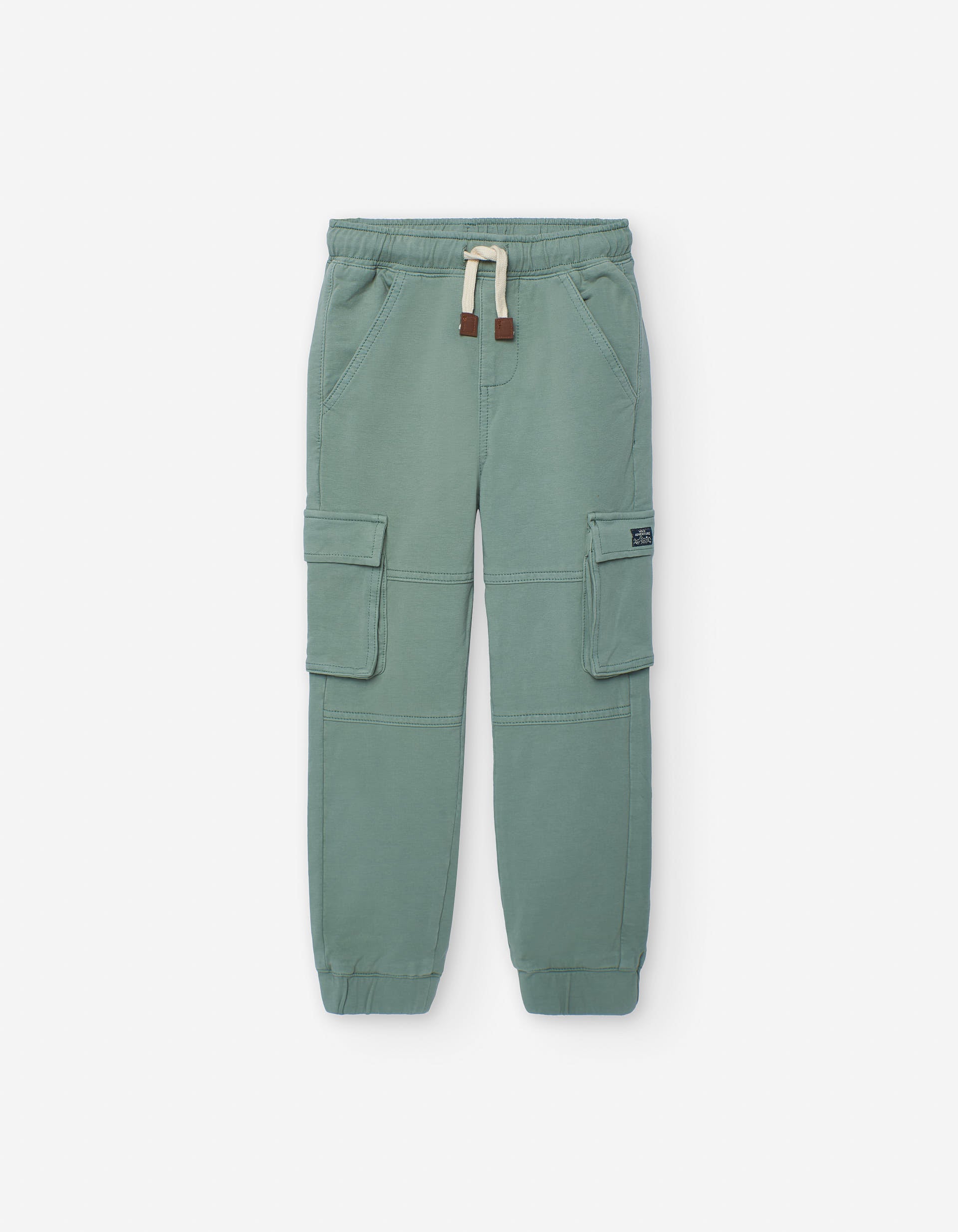 Denim joggers with cargo pockets for boys, green