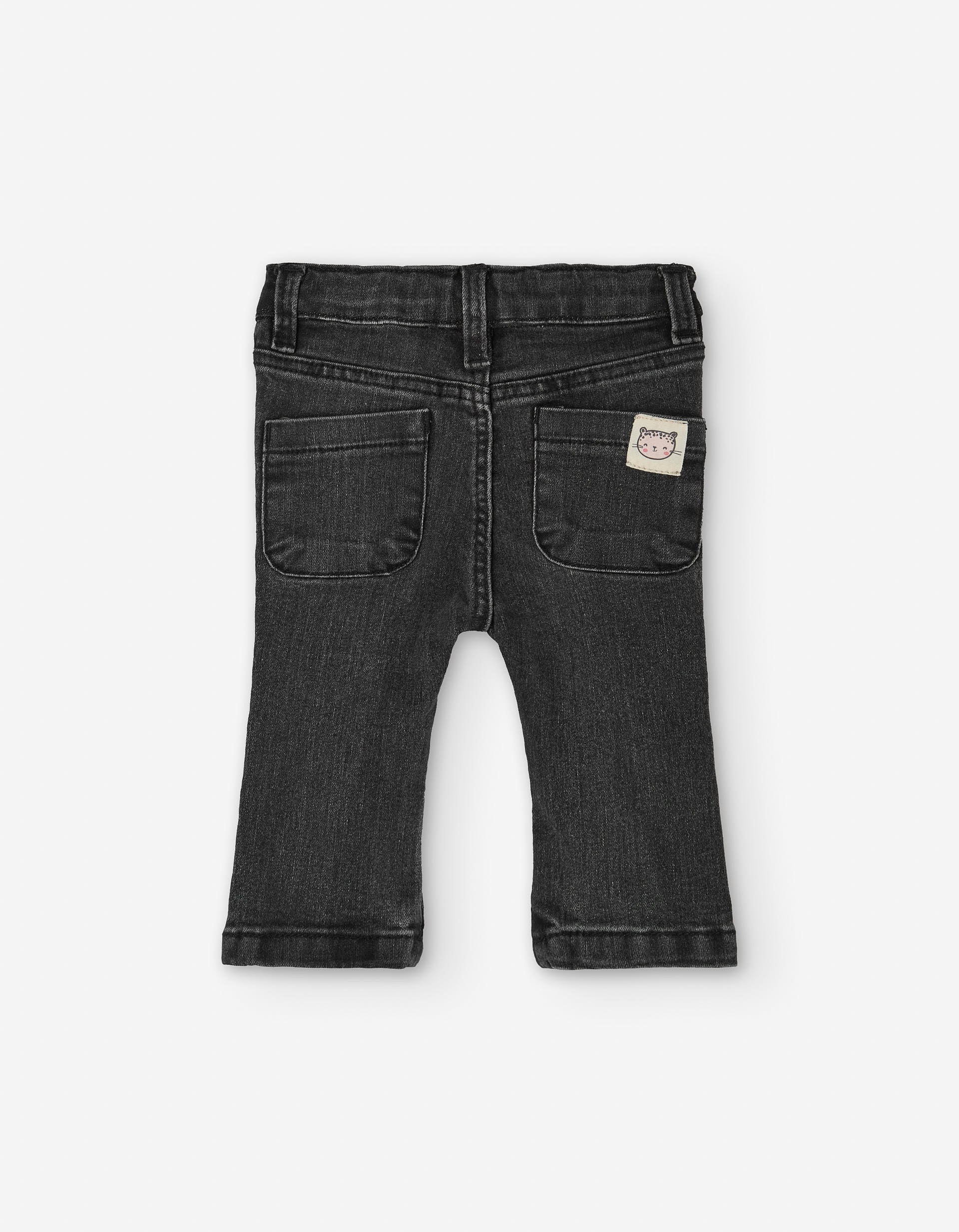 Flared jeans with snap buttons for baby girls, dark grey