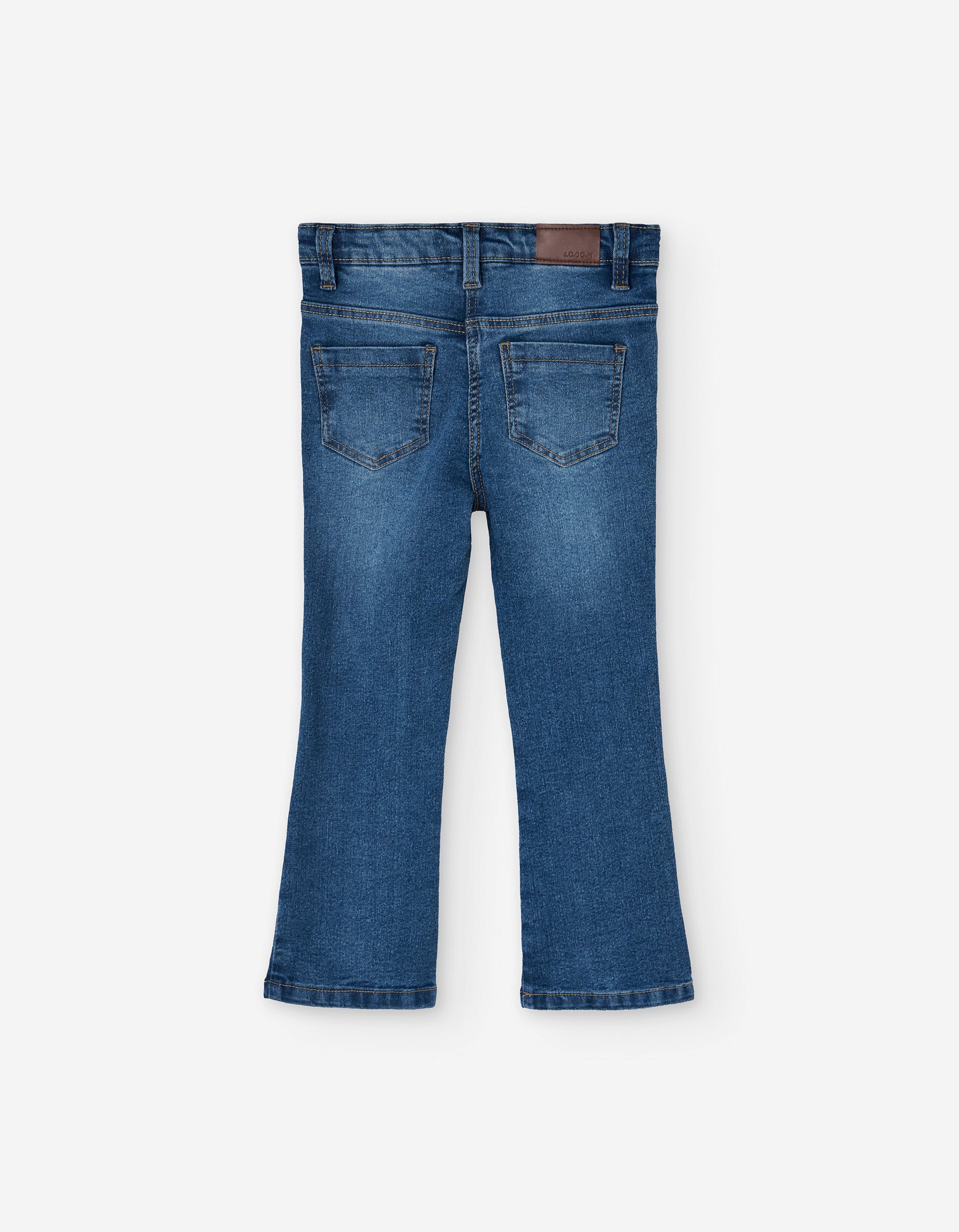 Calças de ganga à boca de sino com bordado para menina, azul