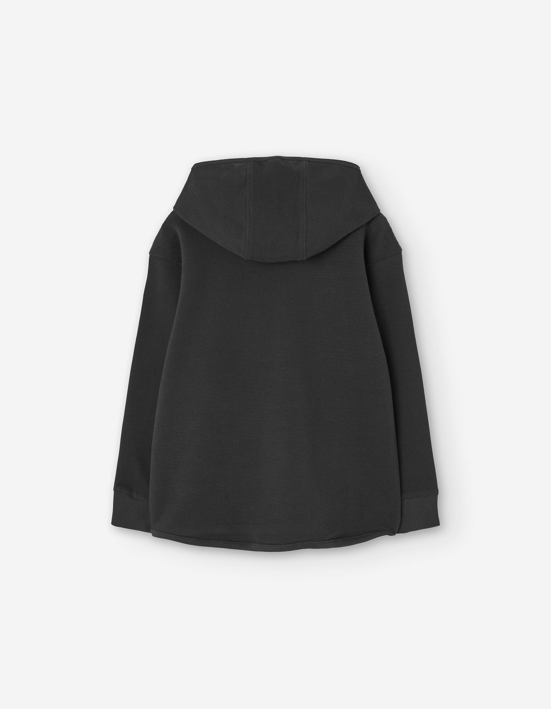 Long sleeve cotton T-shirt with hood and print for boys, dark grey