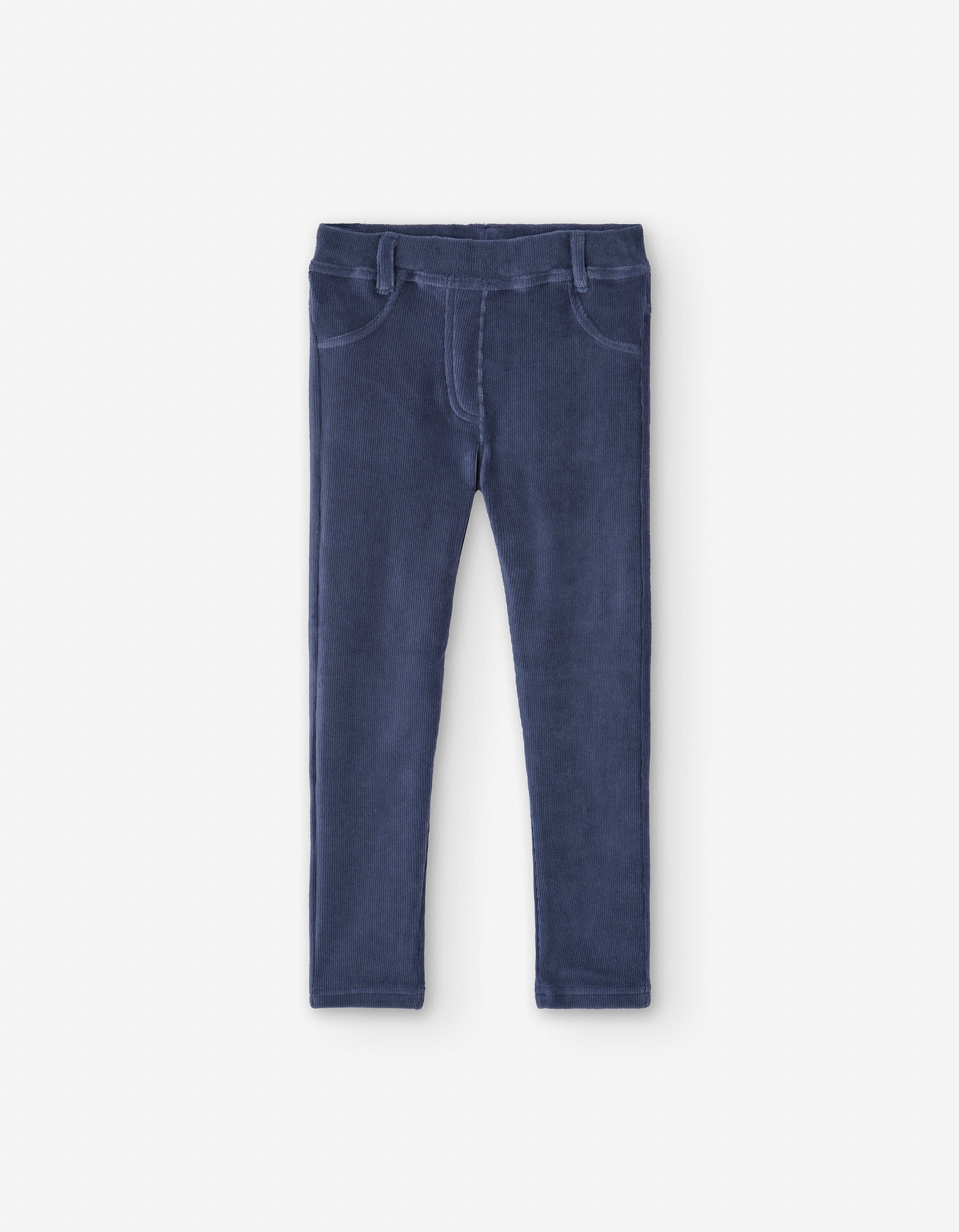 Corduroy leggings with belt loops for girls, blue