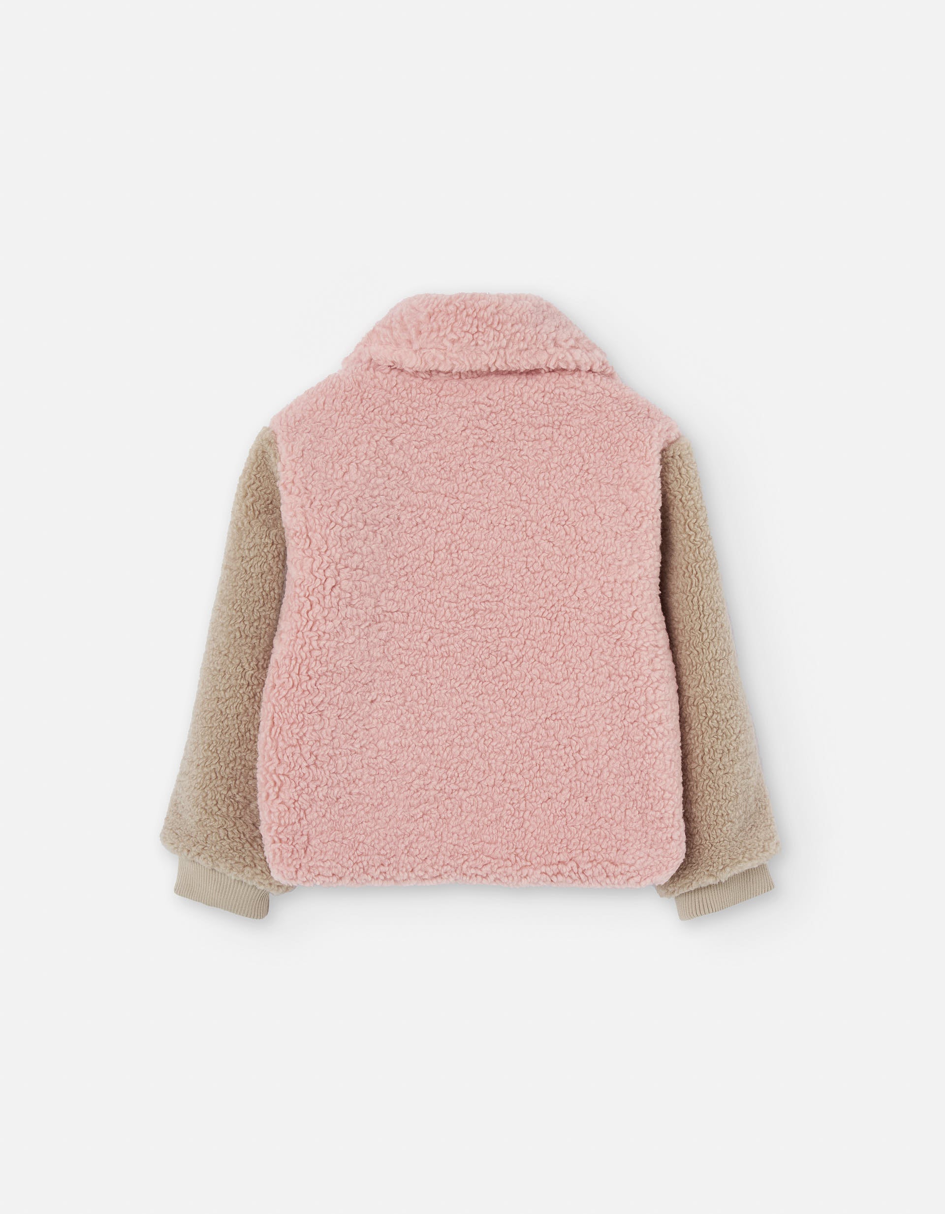 Synthetic sherpa jacket for girls, light pink/brown