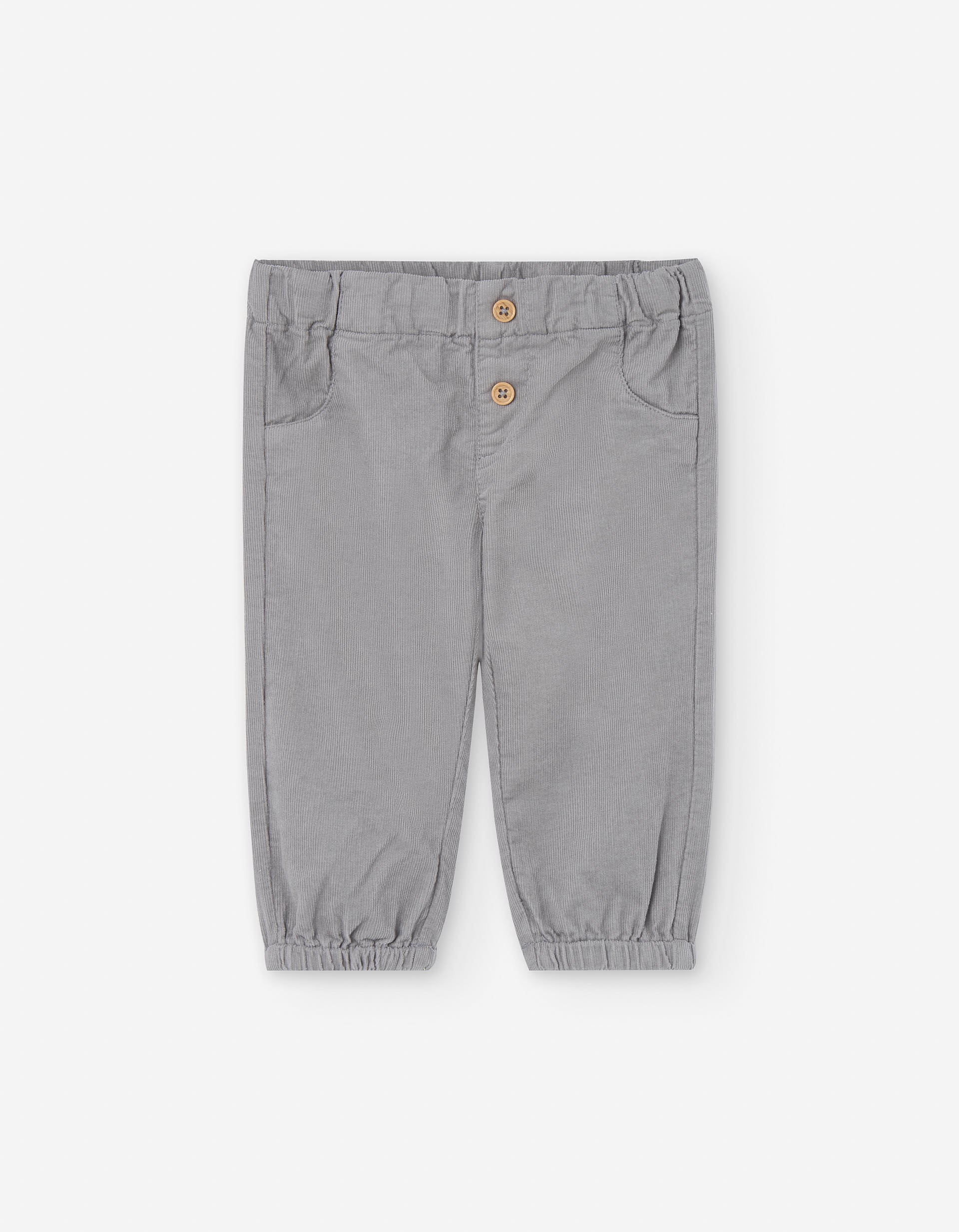 Corduroy trousers with elastic waist and hem for baby boys, grey
