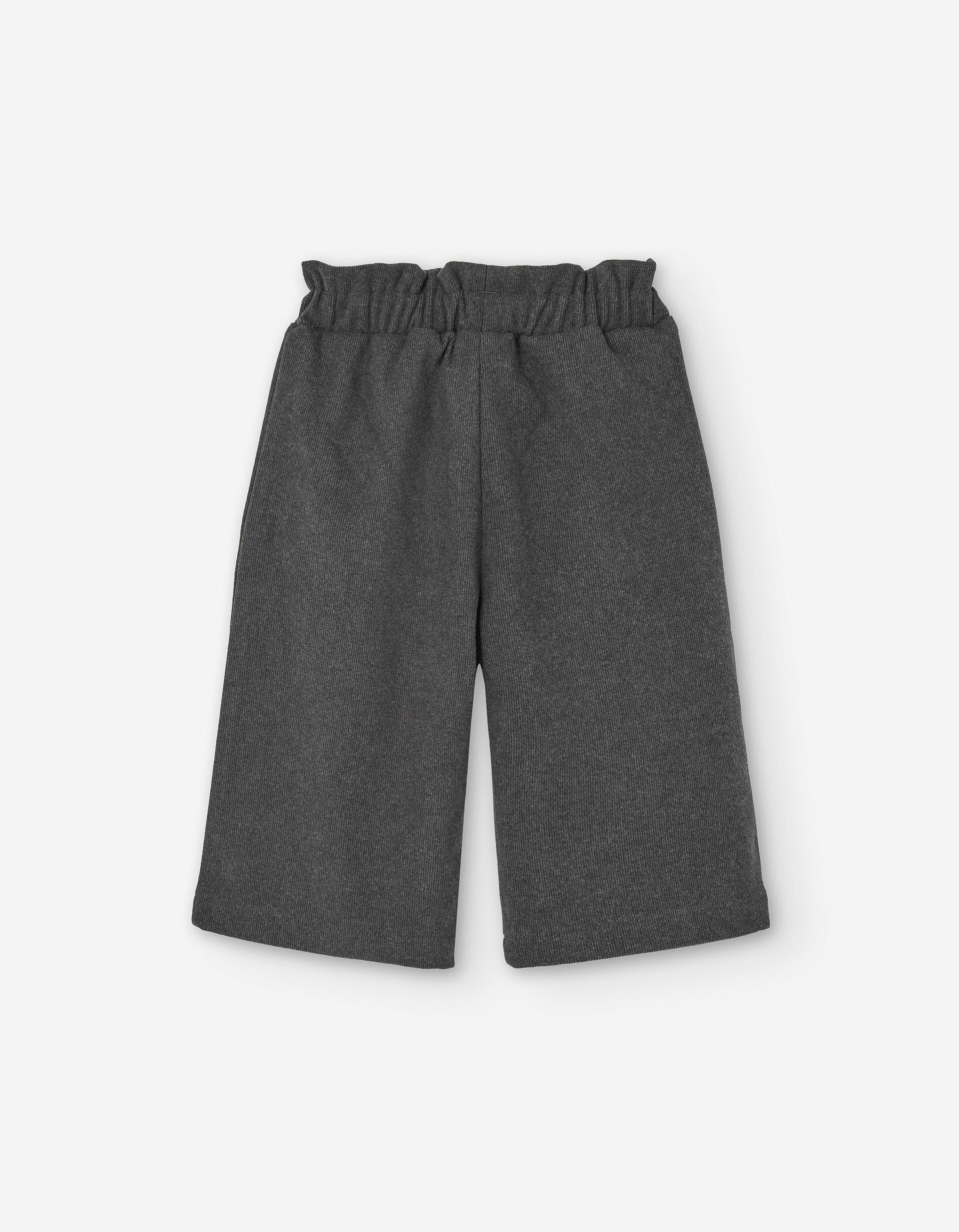 Wide leg ribbed trousers with wool effect for baby girls, dark grey