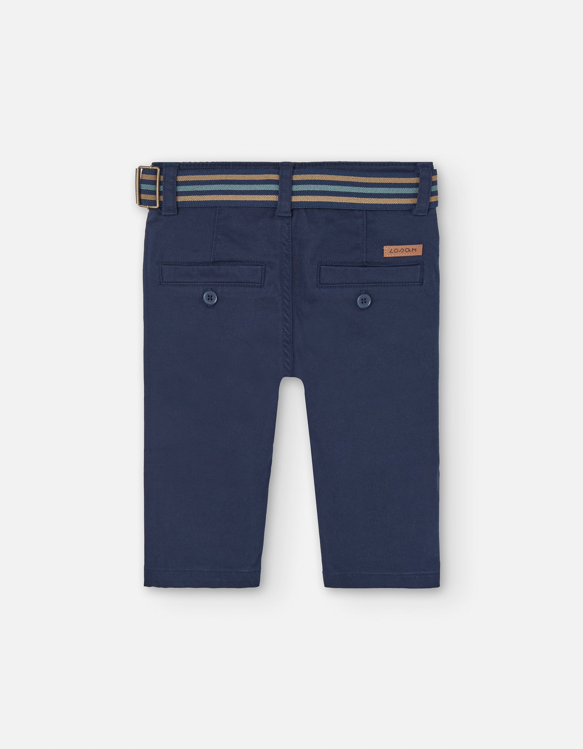 Twill trousers with belt for baby boys, dark blue