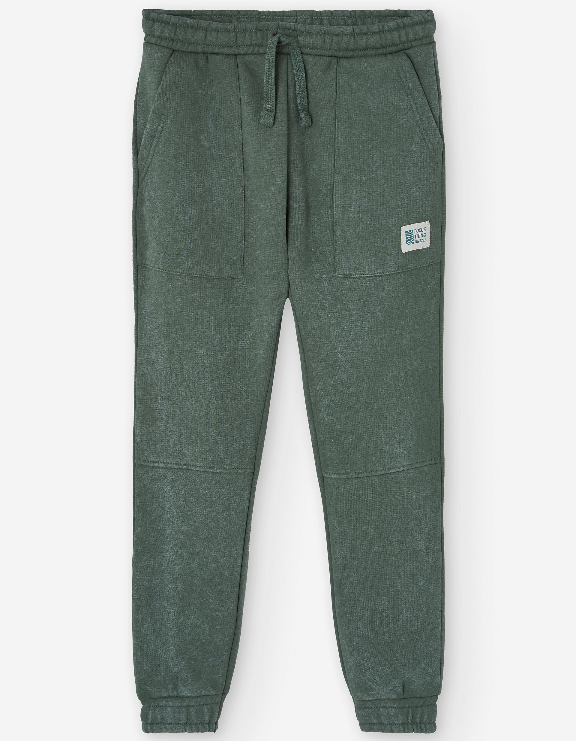 Calças de ganga jogger com bolsos para menino, verde-escuro