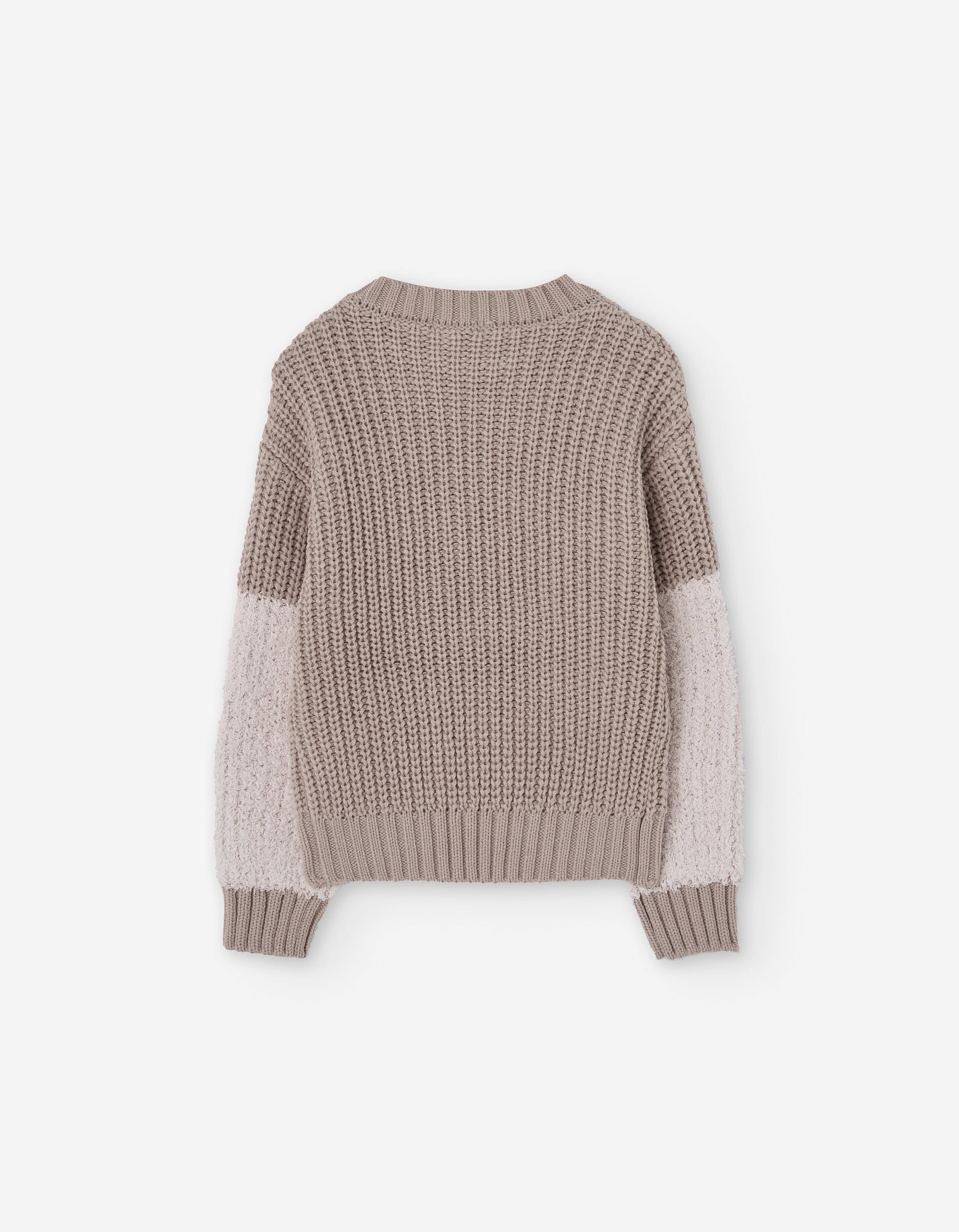 Knitted jumper with faux fur sleeves for girls, beige