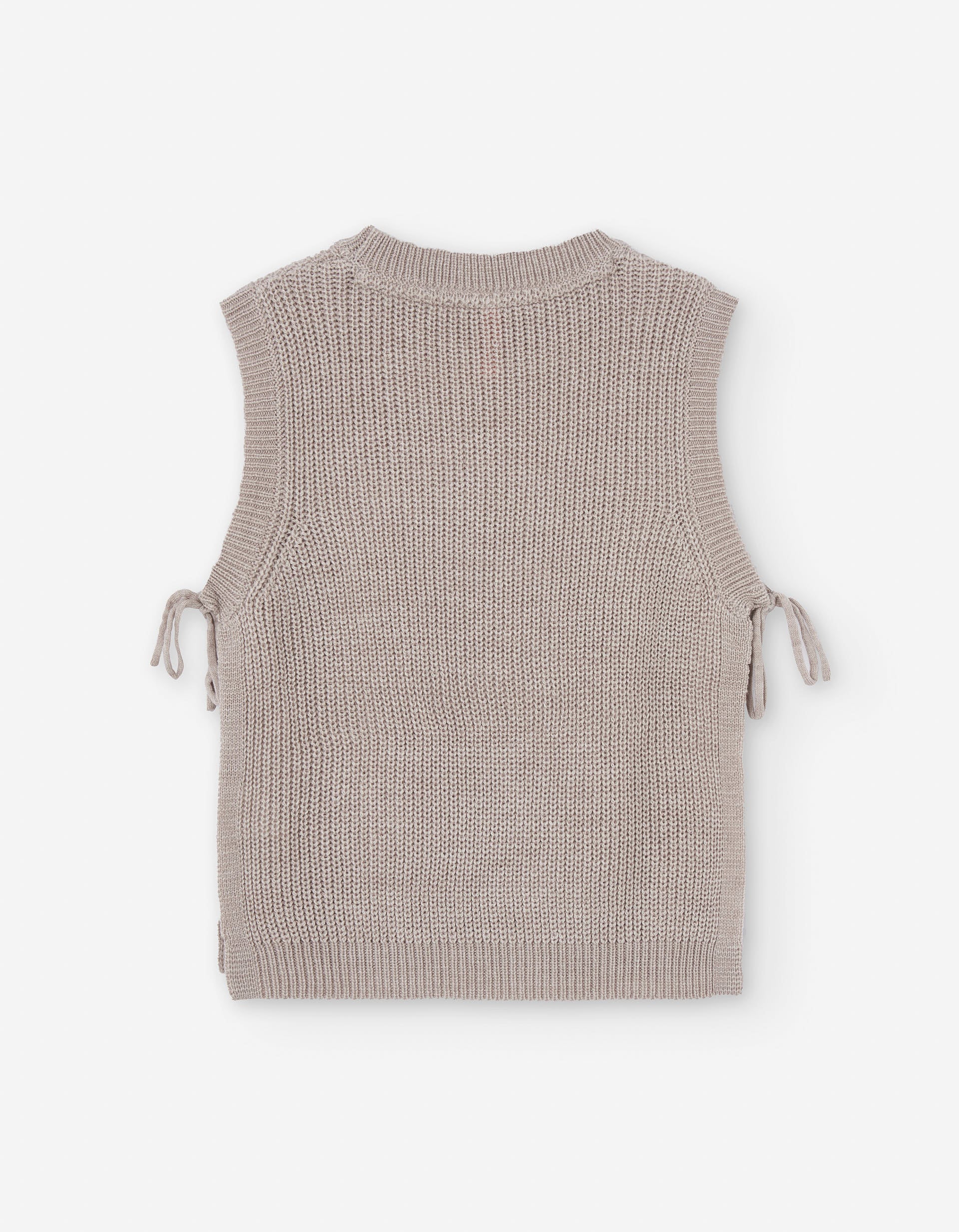 Knitted vest with side openings for girls, beige