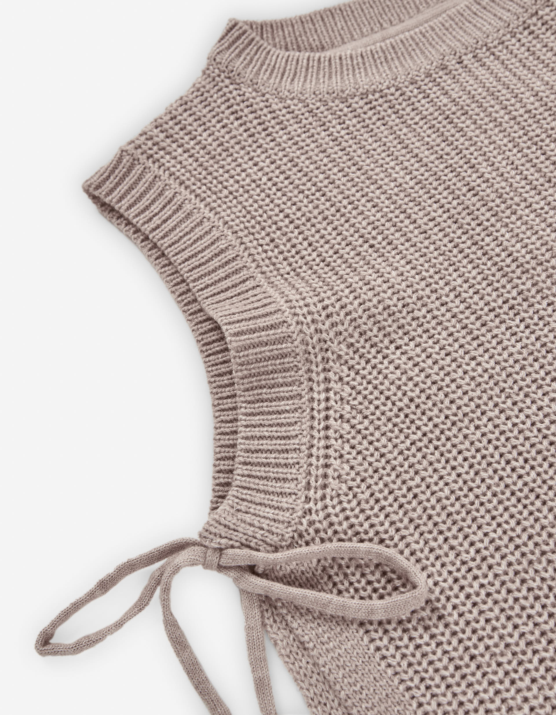 Knitted vest with side openings for girls, beige