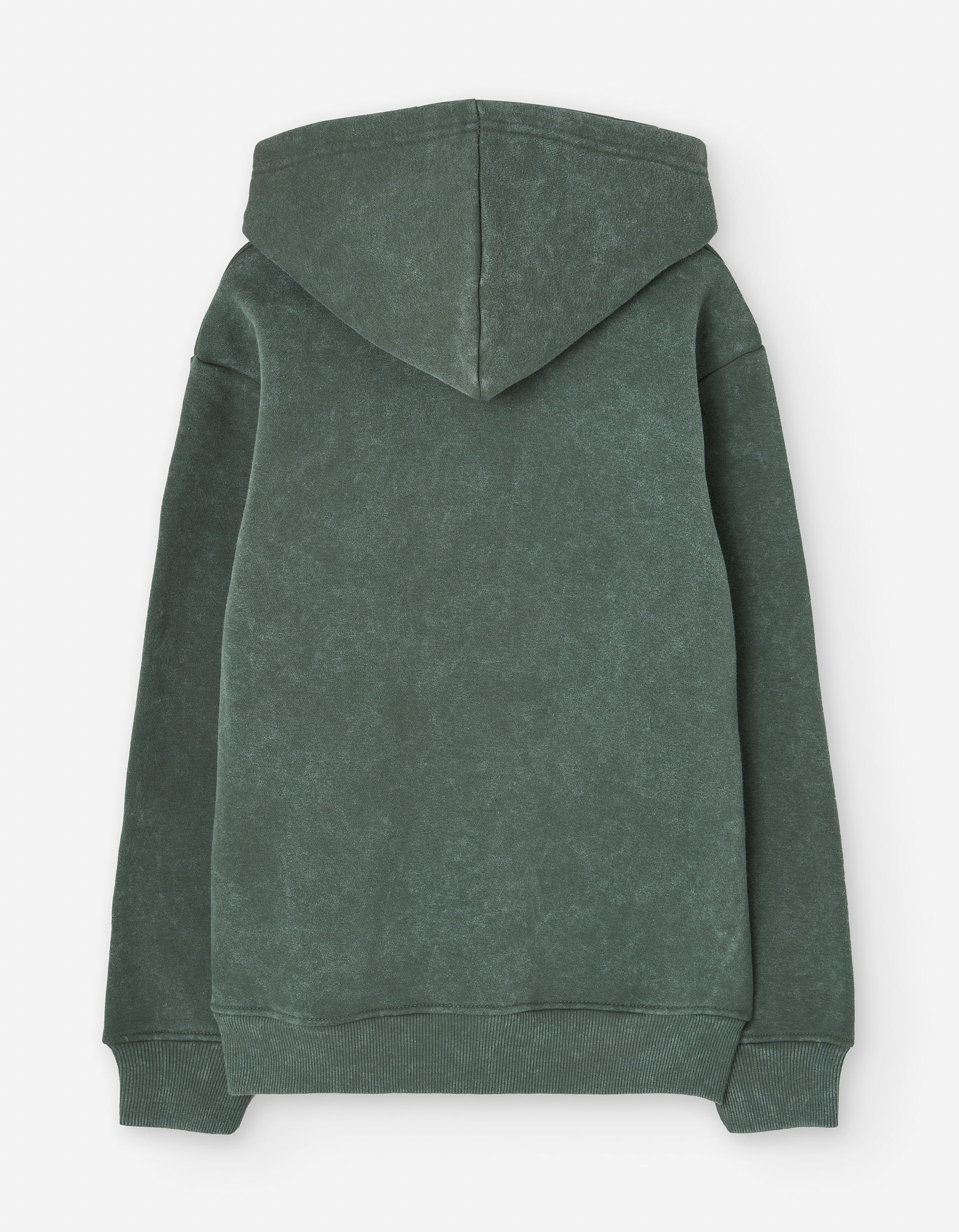 Brushed hooded sweatshirt with front print and pocket for boys, green