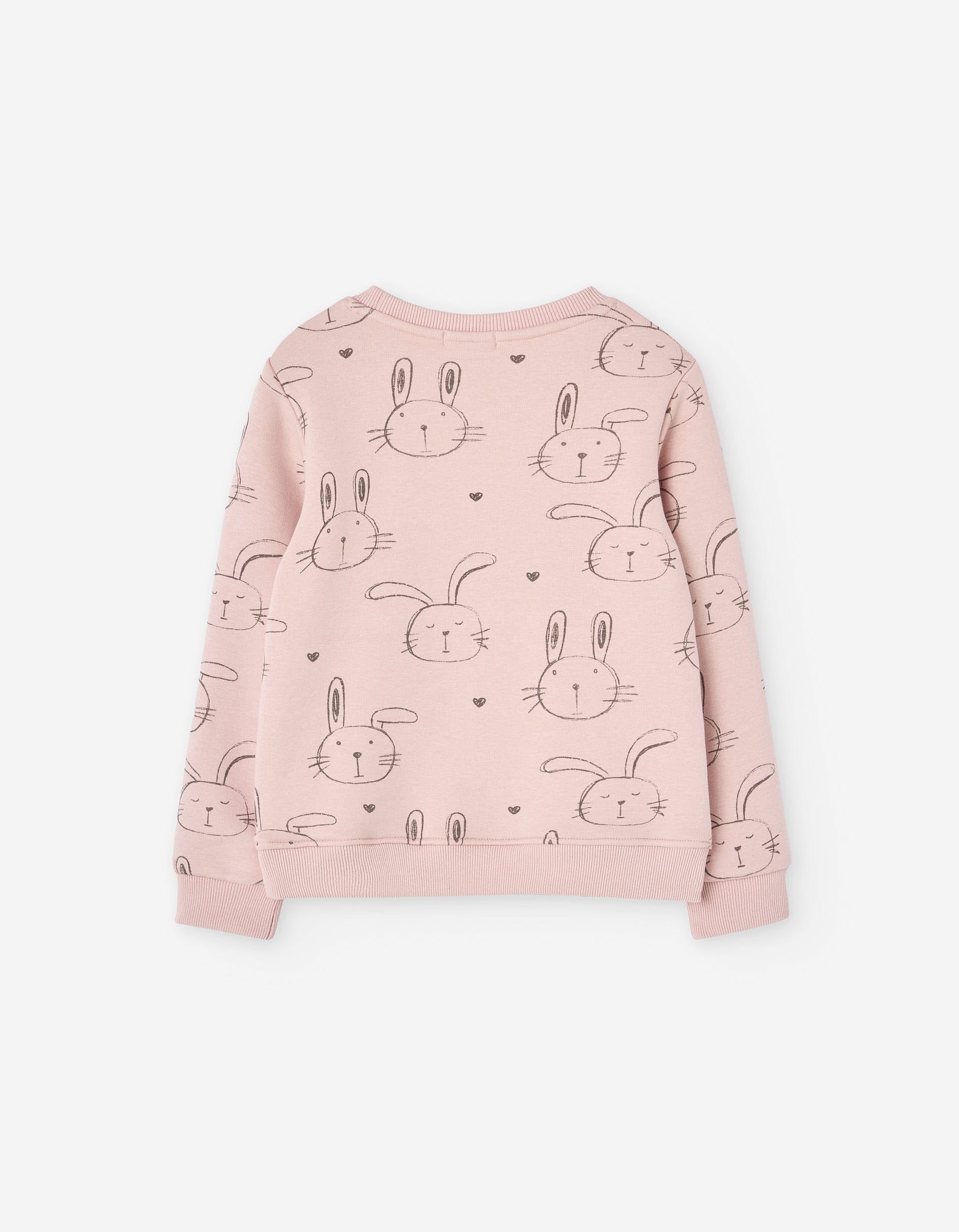 Sweatshirt with plush lining and bunny motif for girls, light pink