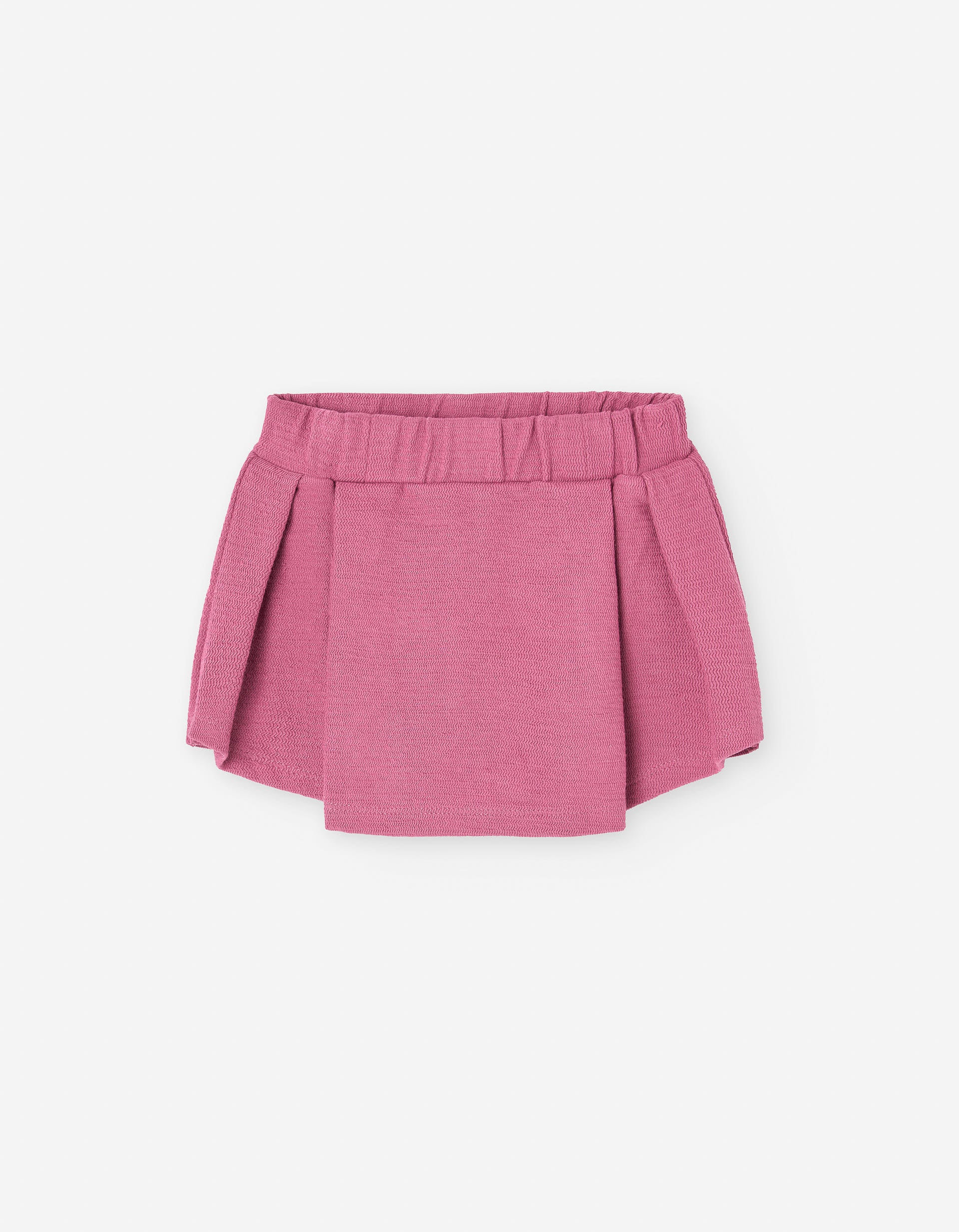 Pleated skort in interlock knit for baby girls, pink