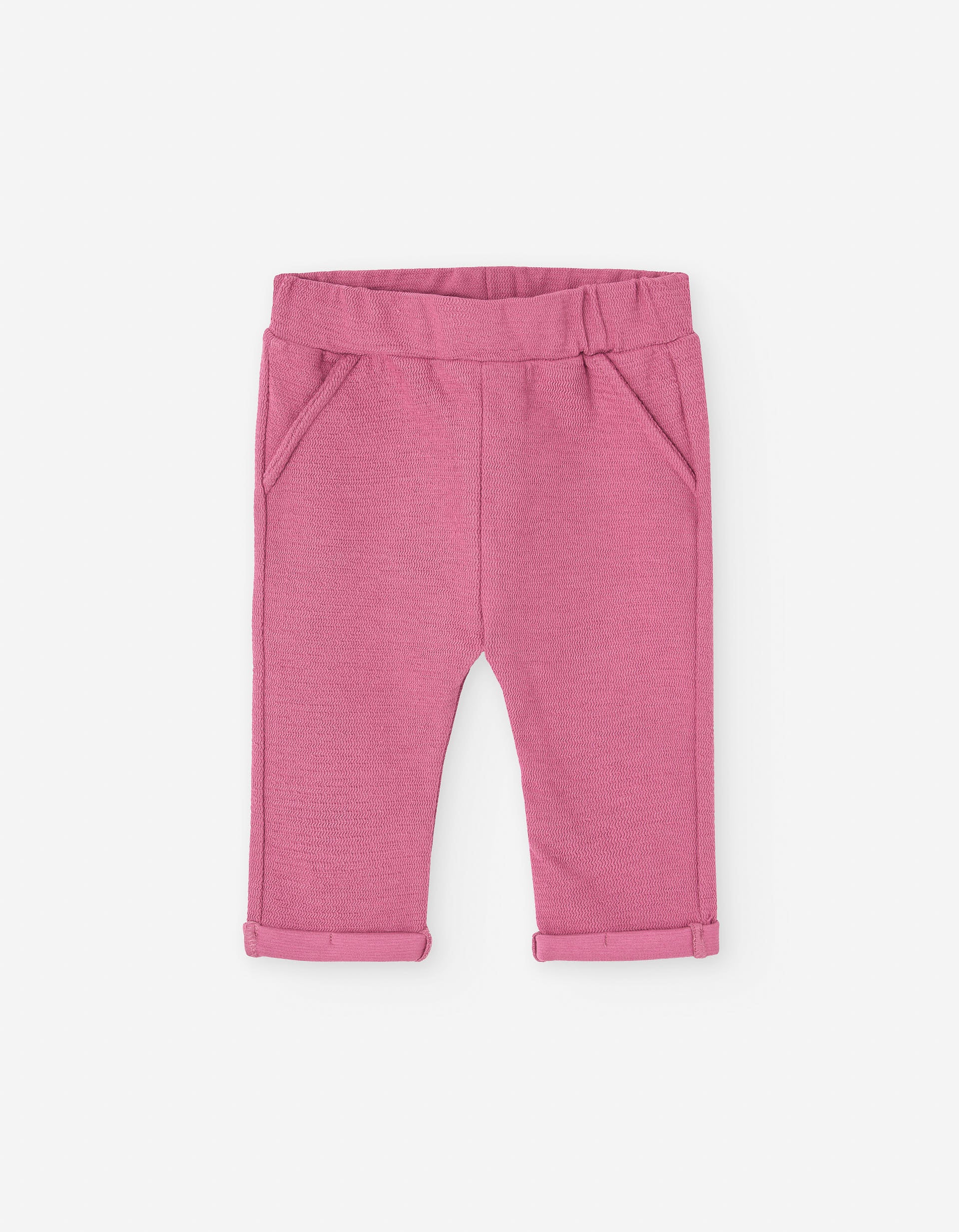Interlock knit trousers with regular fit for baby girls, pink