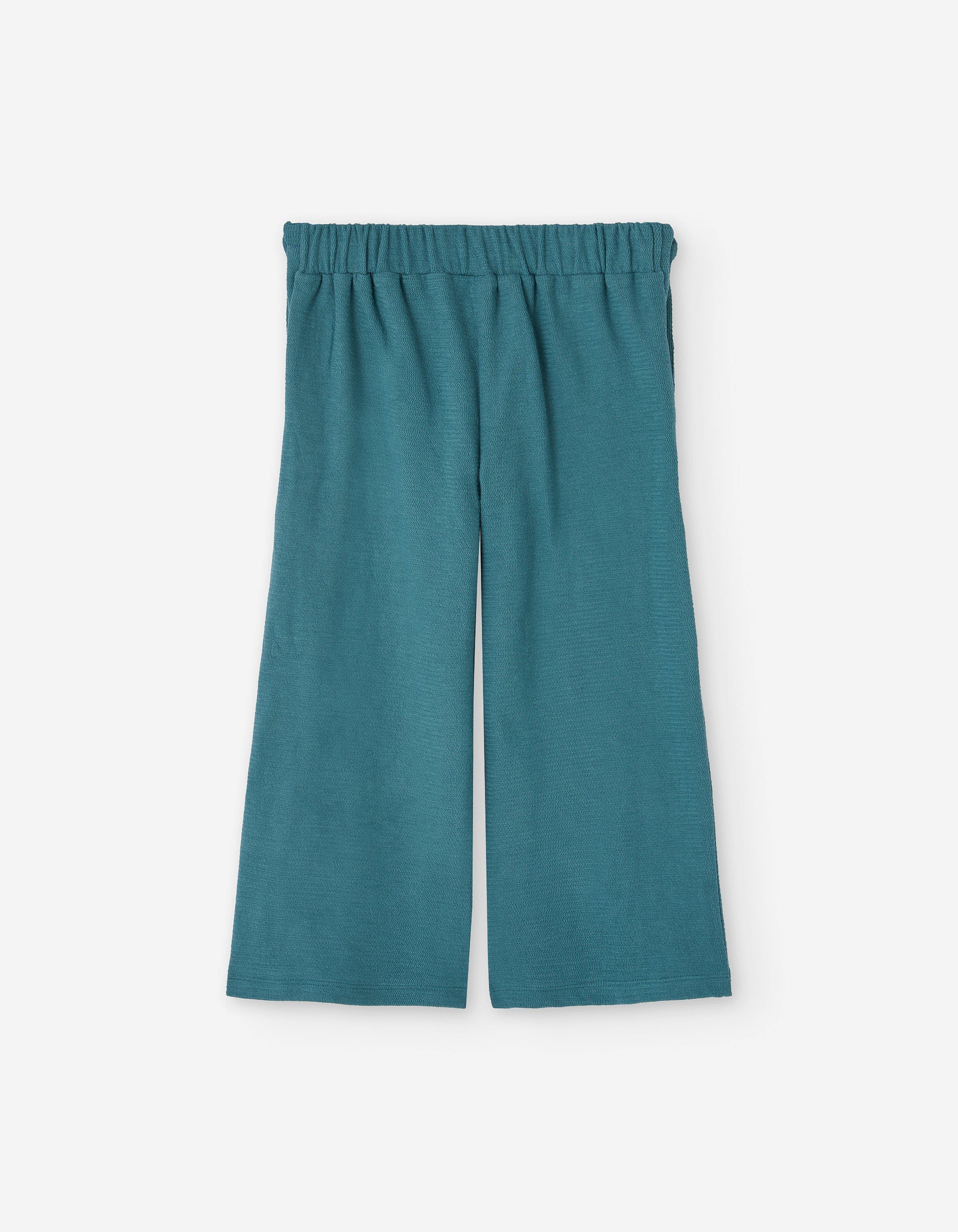 Interlock knit trousers with side buttons for girls, blue