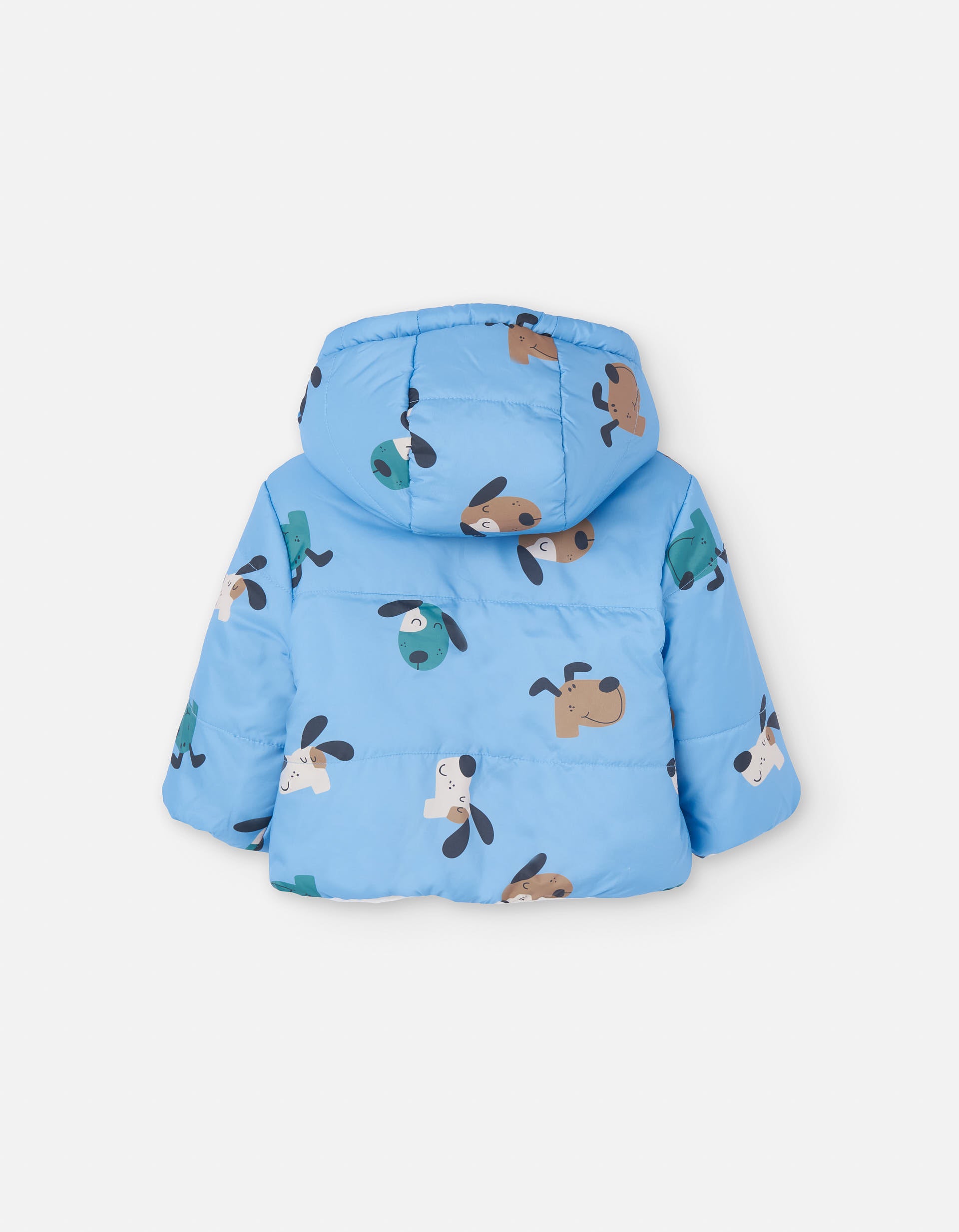 Reversible quilted jacket with hood for baby boys, blue/white