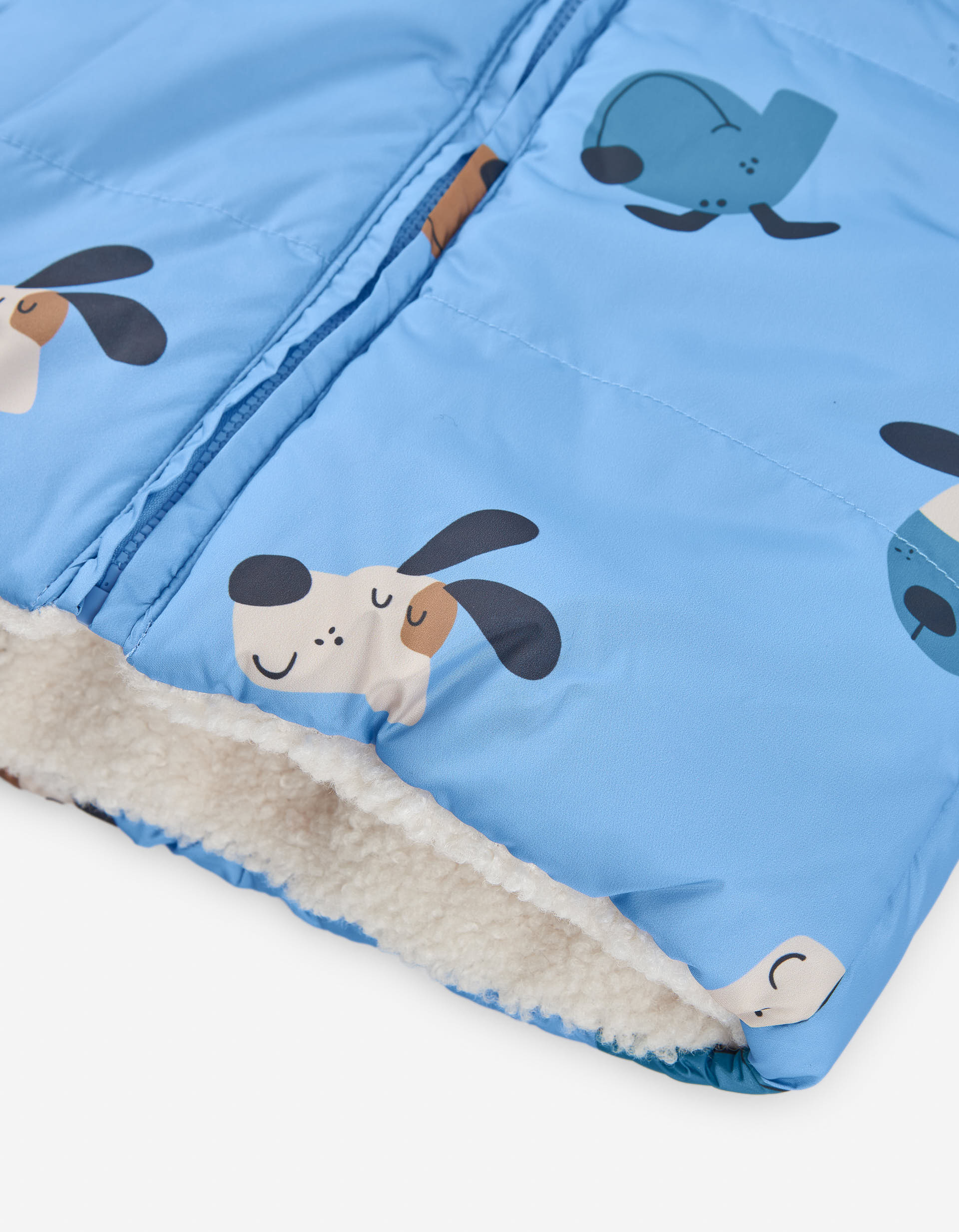 Reversible quilted jacket with hood for baby boys, blue/white