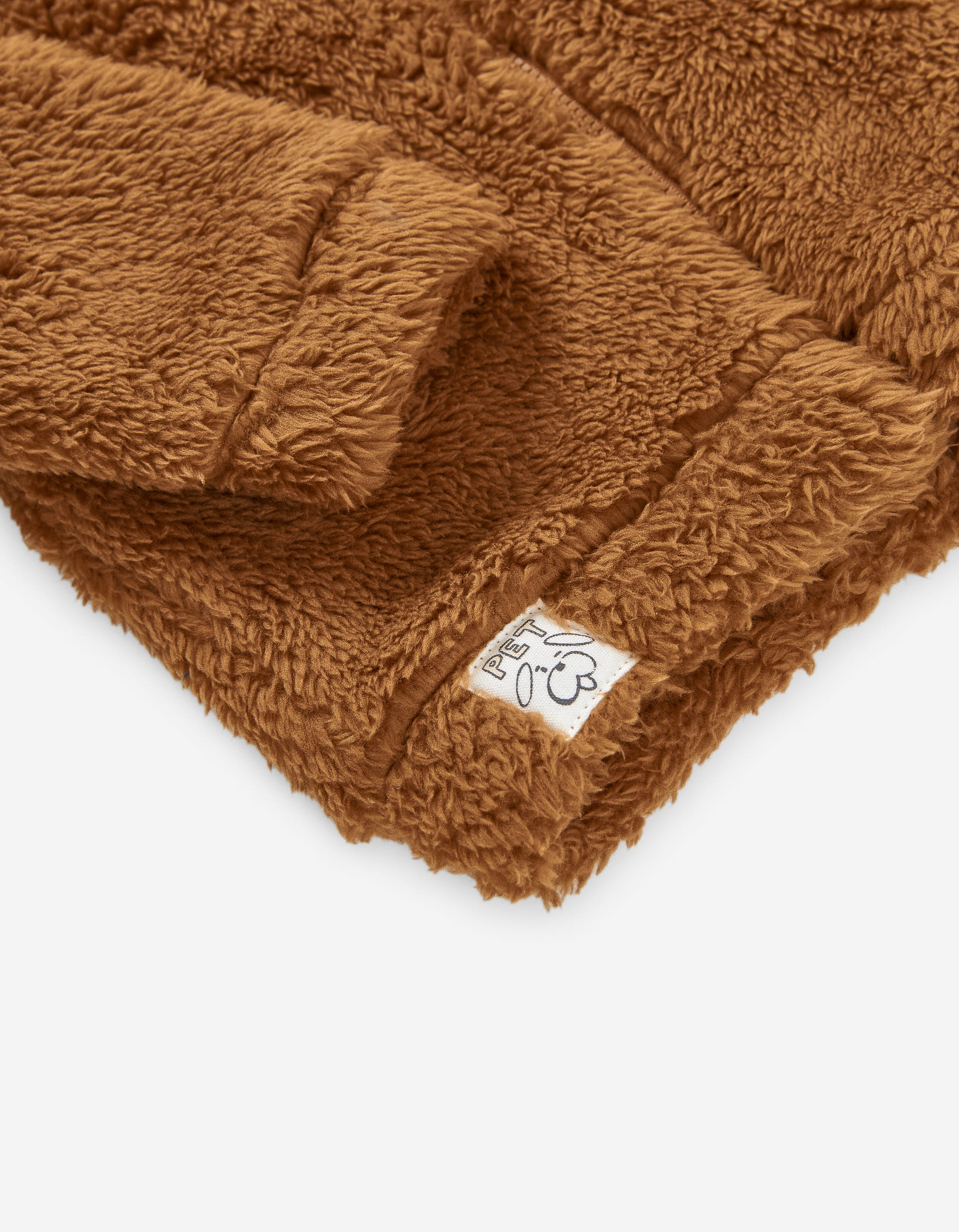 Hooded jacket in synthetic fur for baby boys, brown