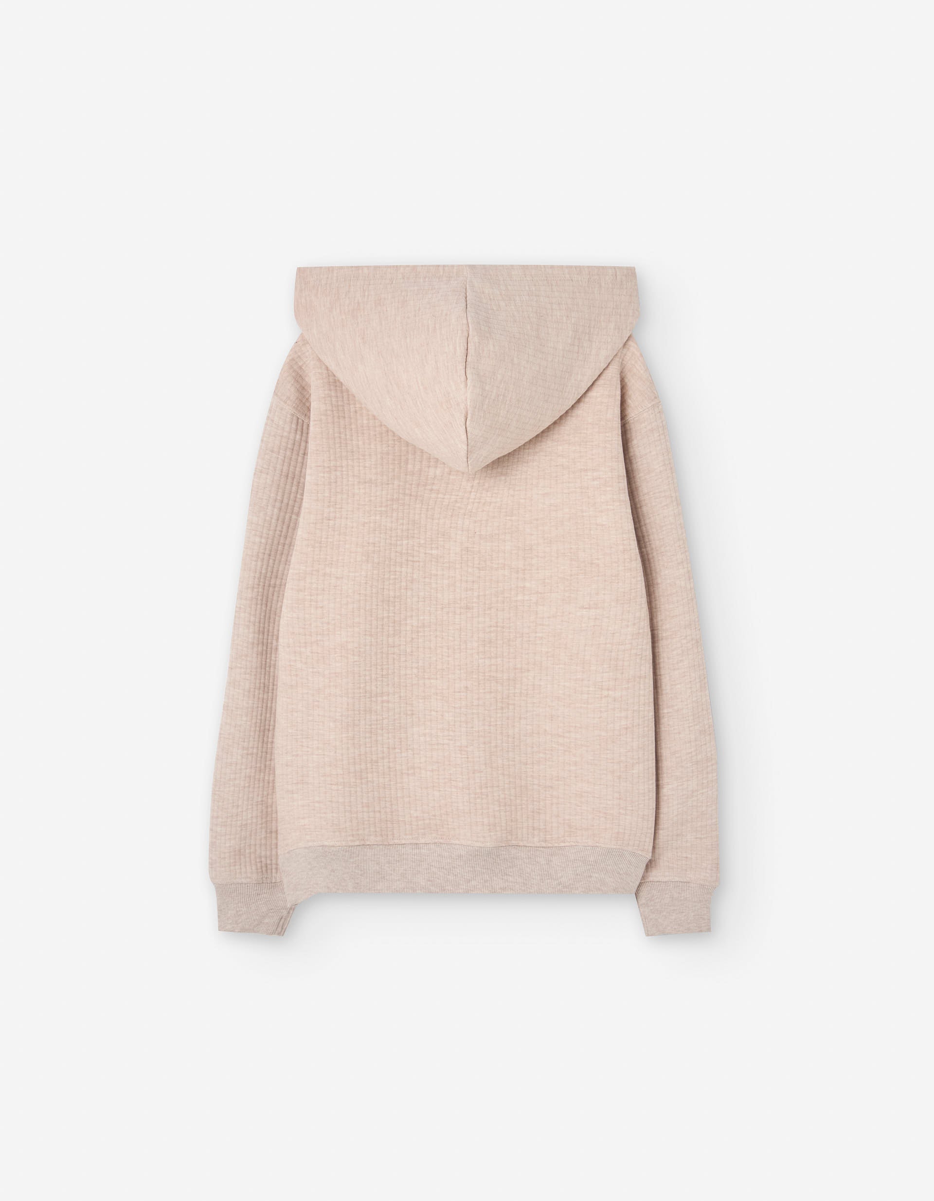 Quilted hooded sweatshirt with Skier embroidery for boys, beige