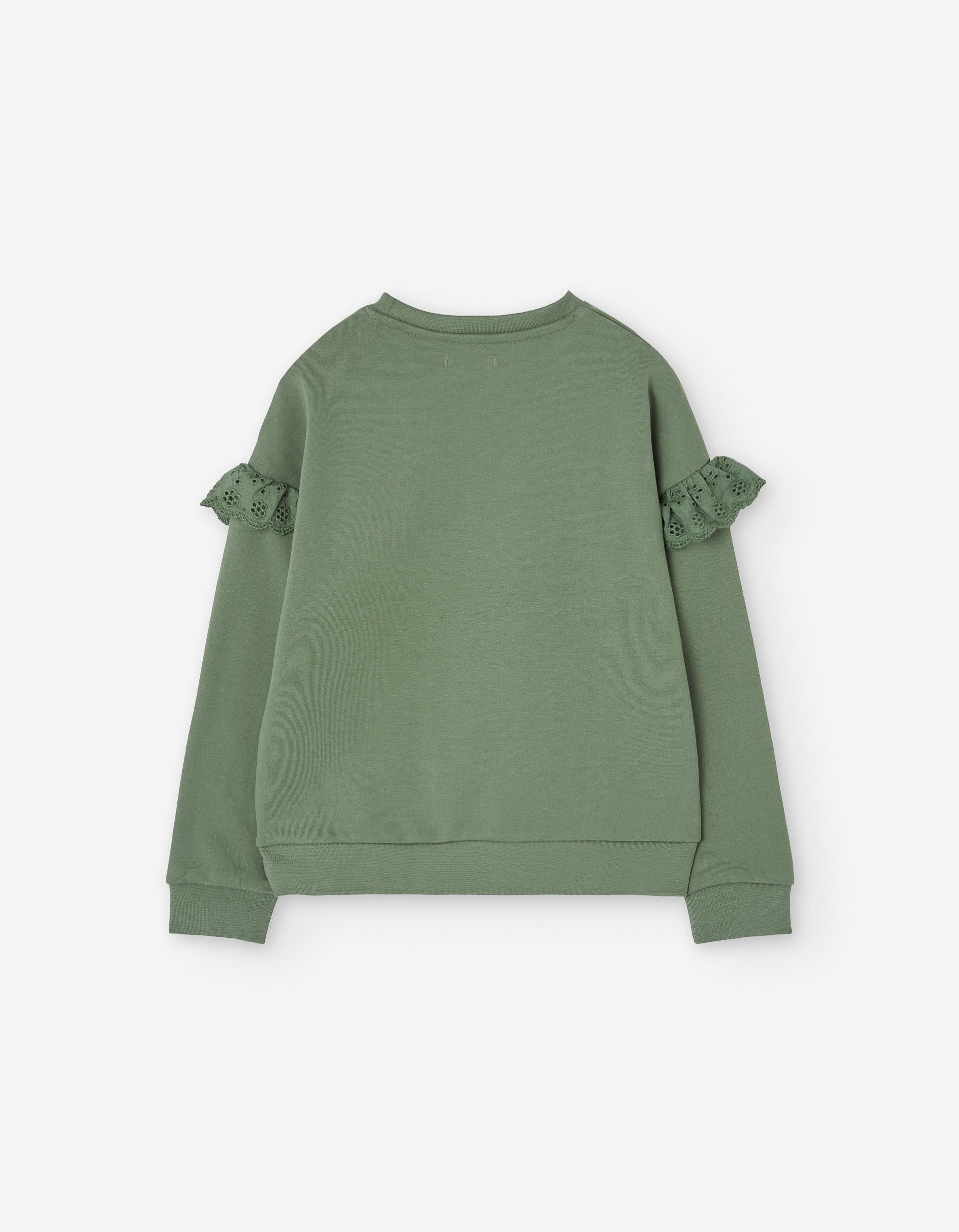 Sweatshirt with ruffles and embroidery for girls, green