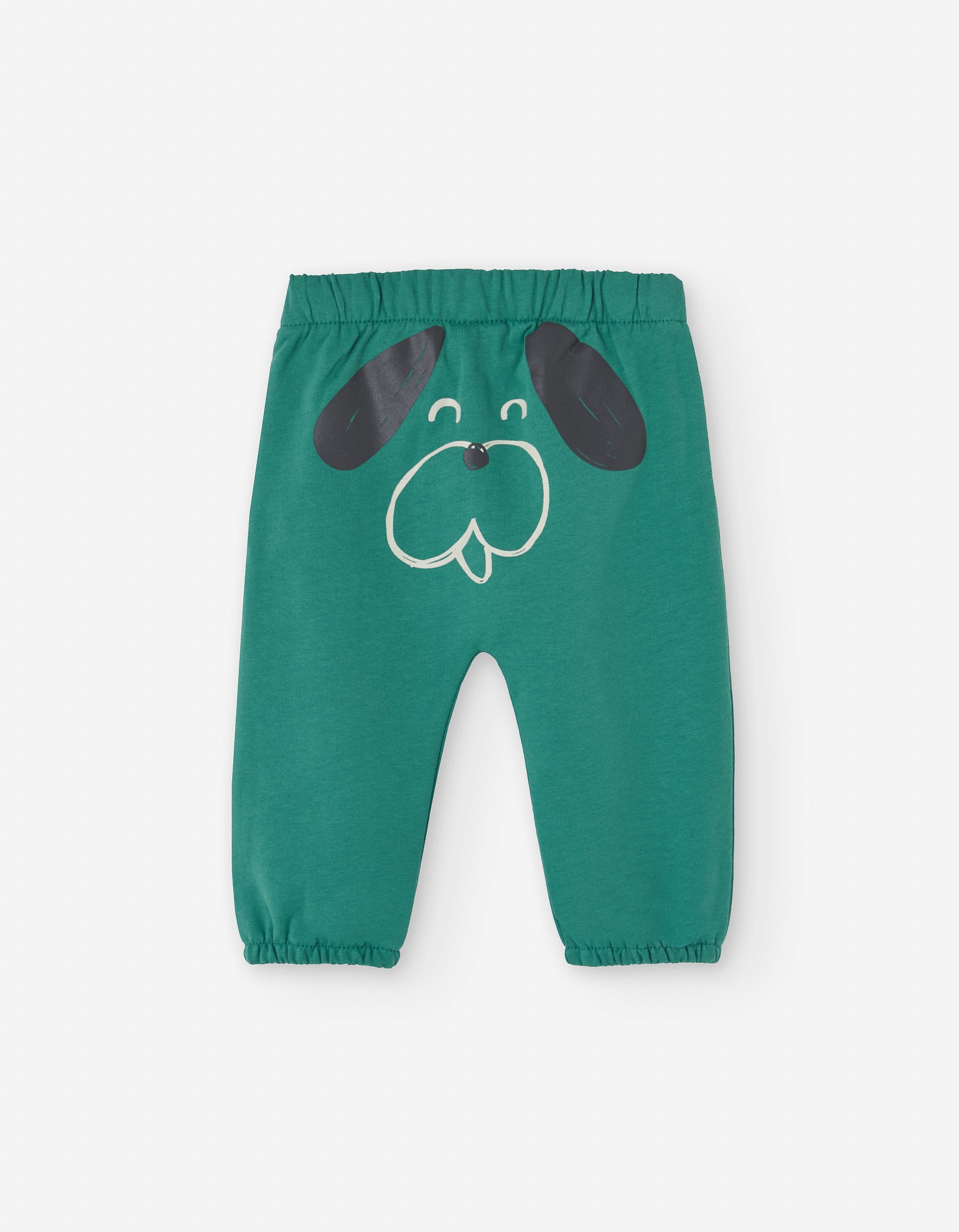 Brushed joggers with dog print for baby boys, green
