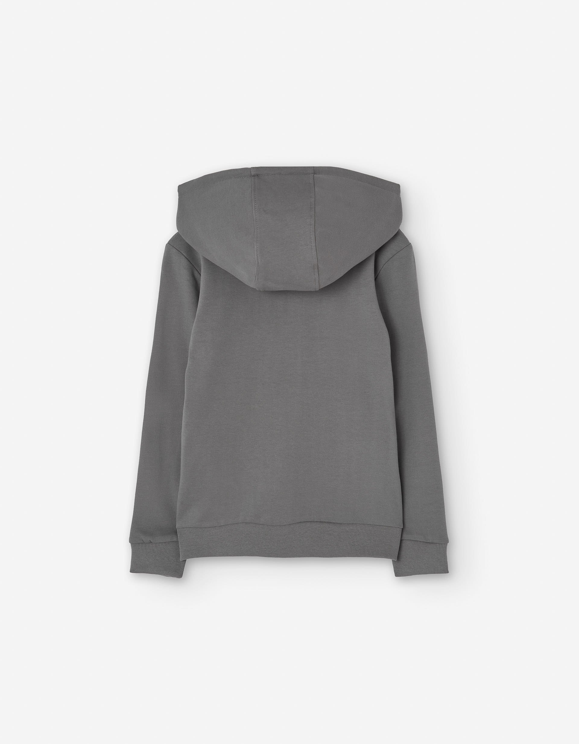 Brushed cotton hooded jacket with Courage print for boys, grey