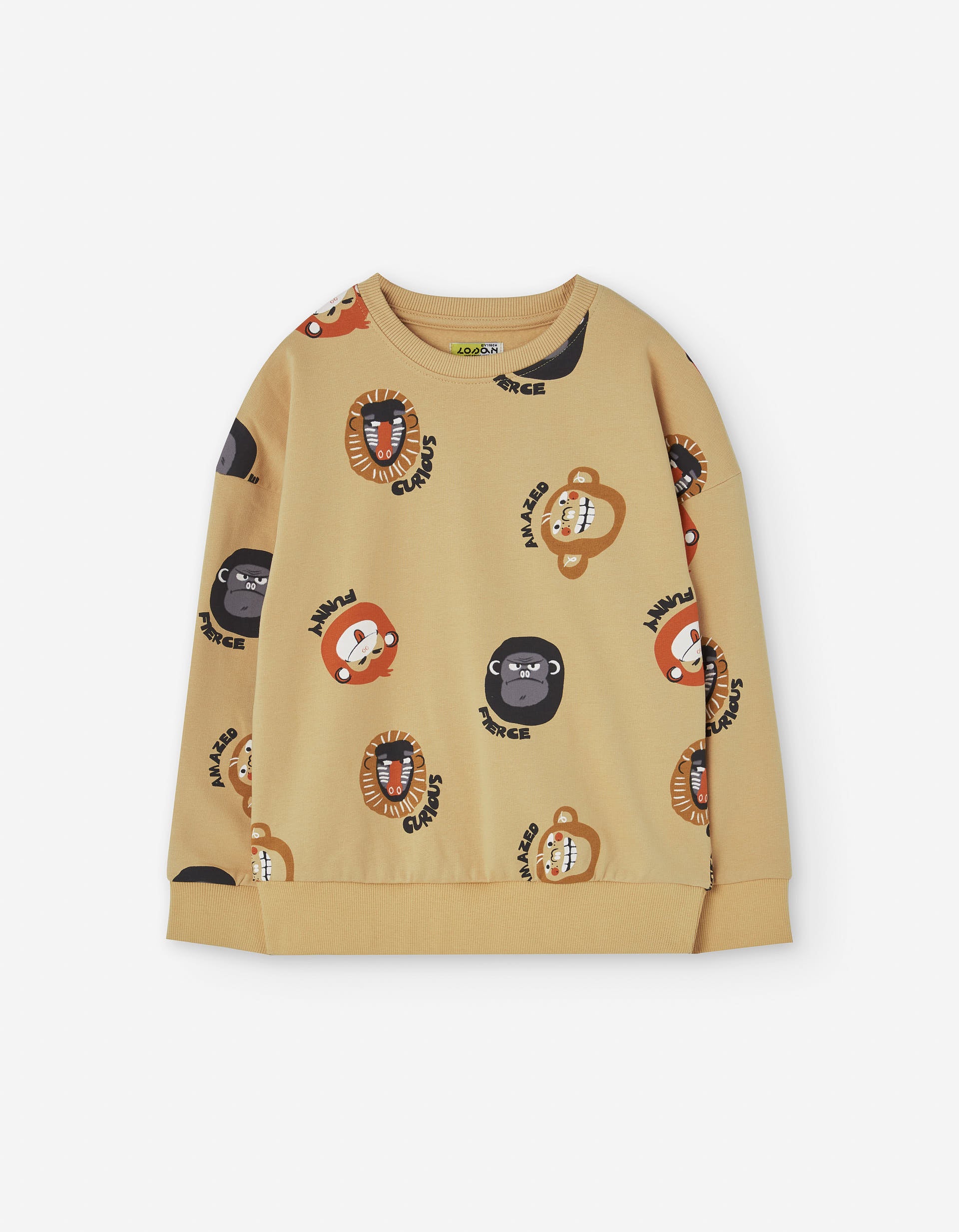 Sudadera perchada con animales estampados para niño, amarillo