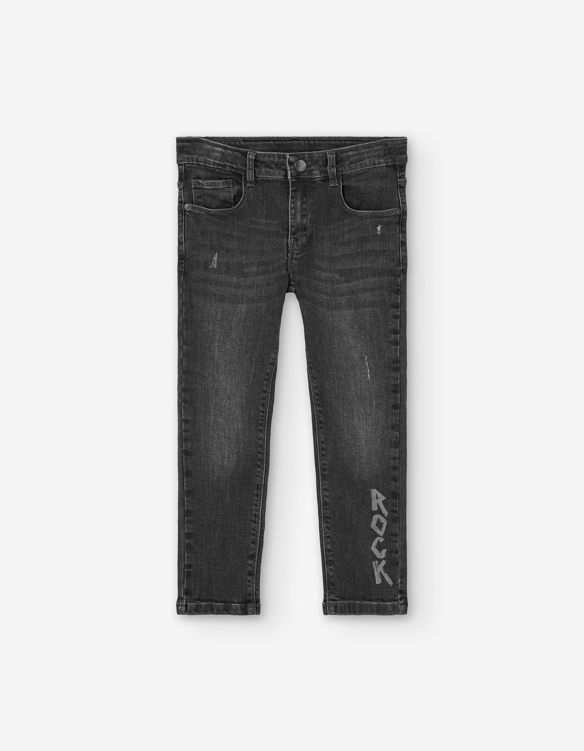 Regular fit jeans with print for boys, dark grey