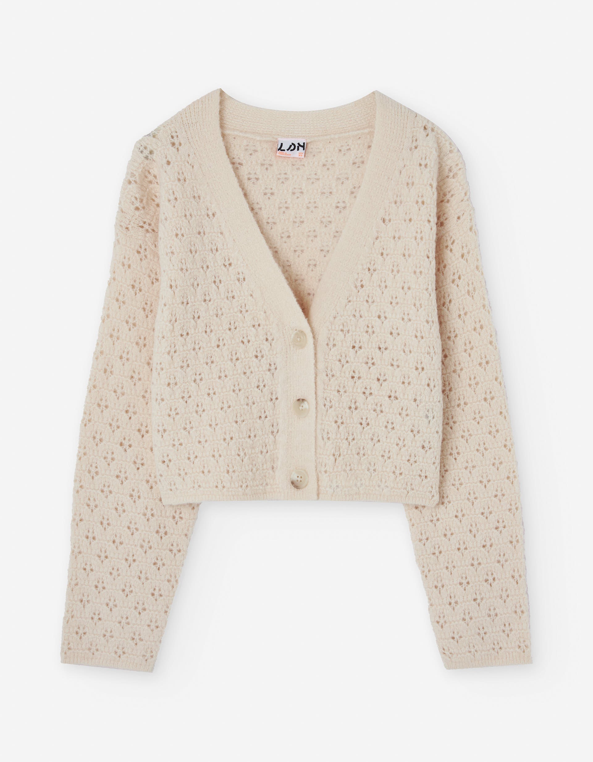 Pointelle knit cardigan for girls, light beige