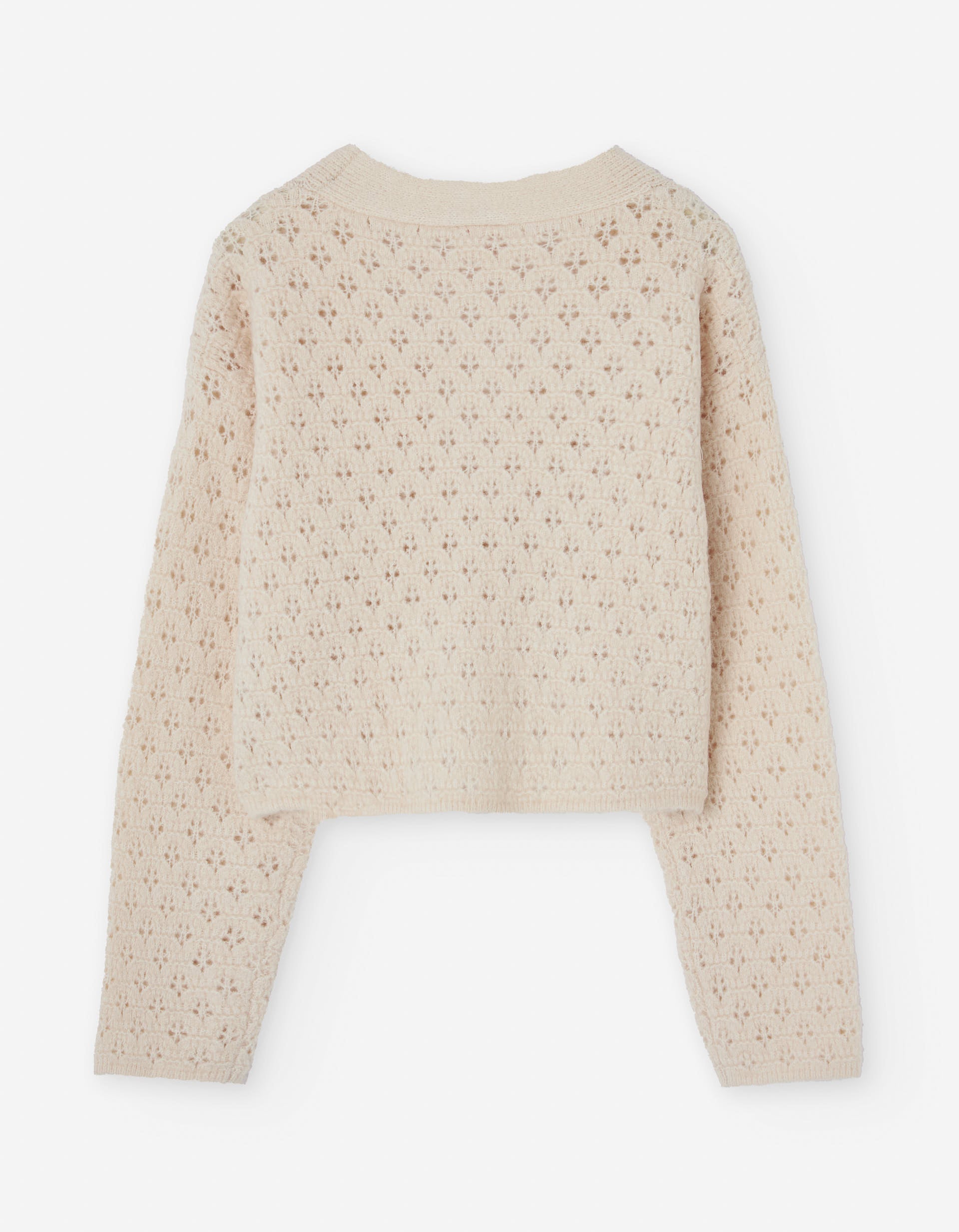 Pointelle knit cardigan for girls, light beige