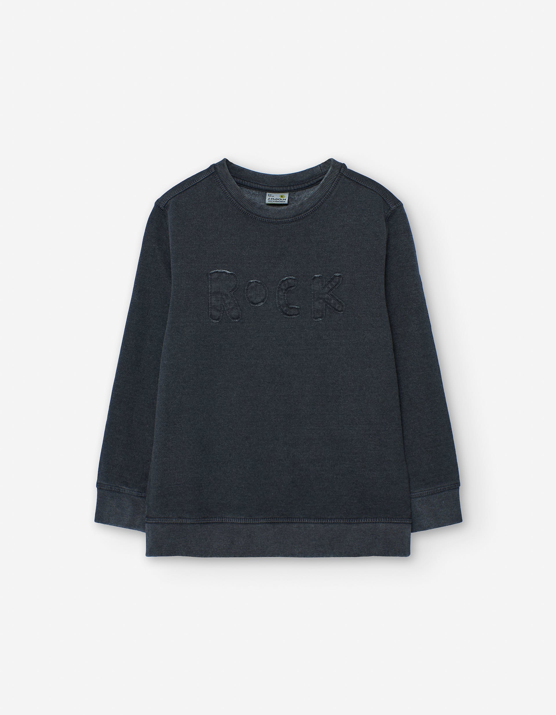 Brushed sweatshirt with Rock embroidery for boys, grey