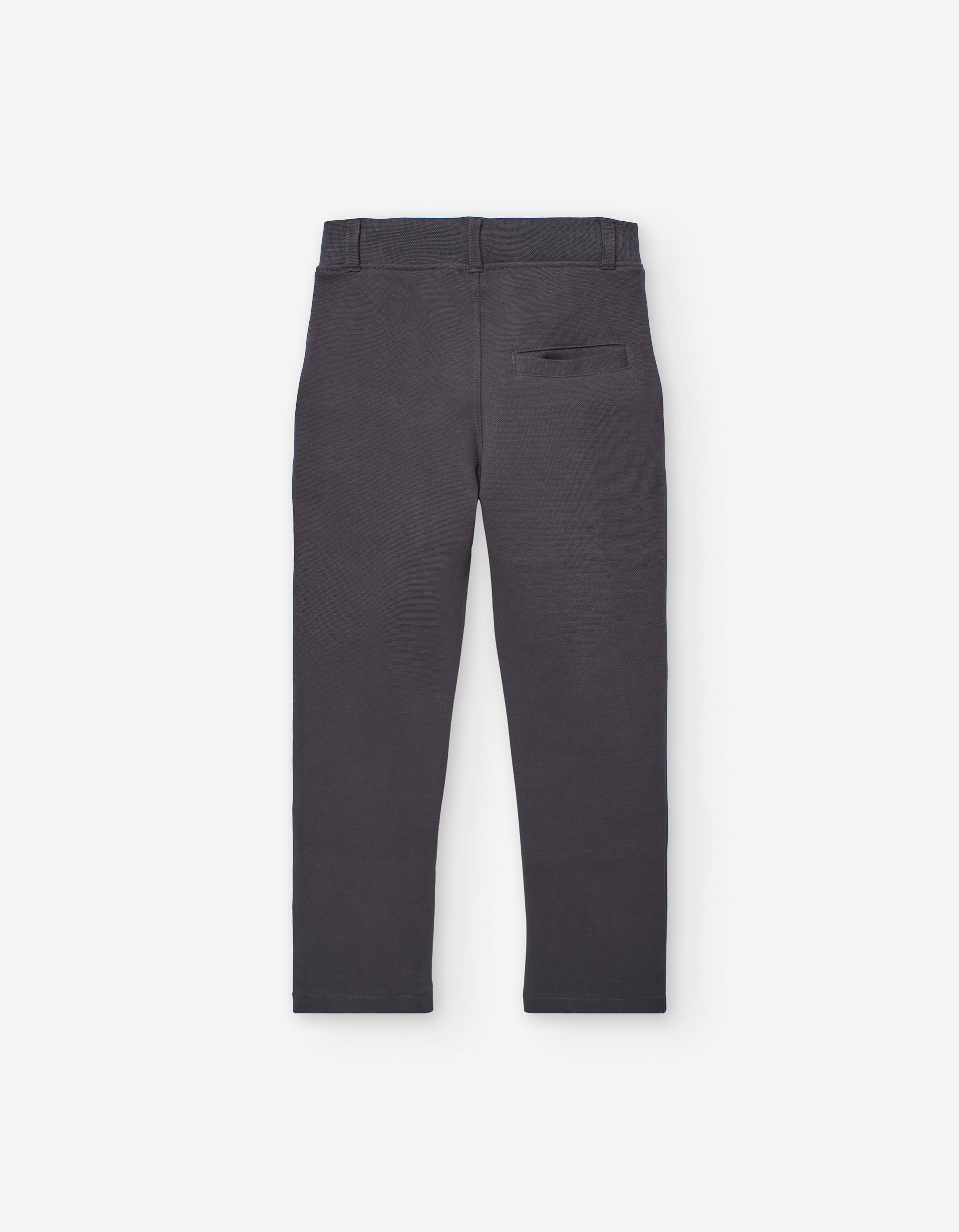 Cotton pique trousers with drawstring for boys, dark grey