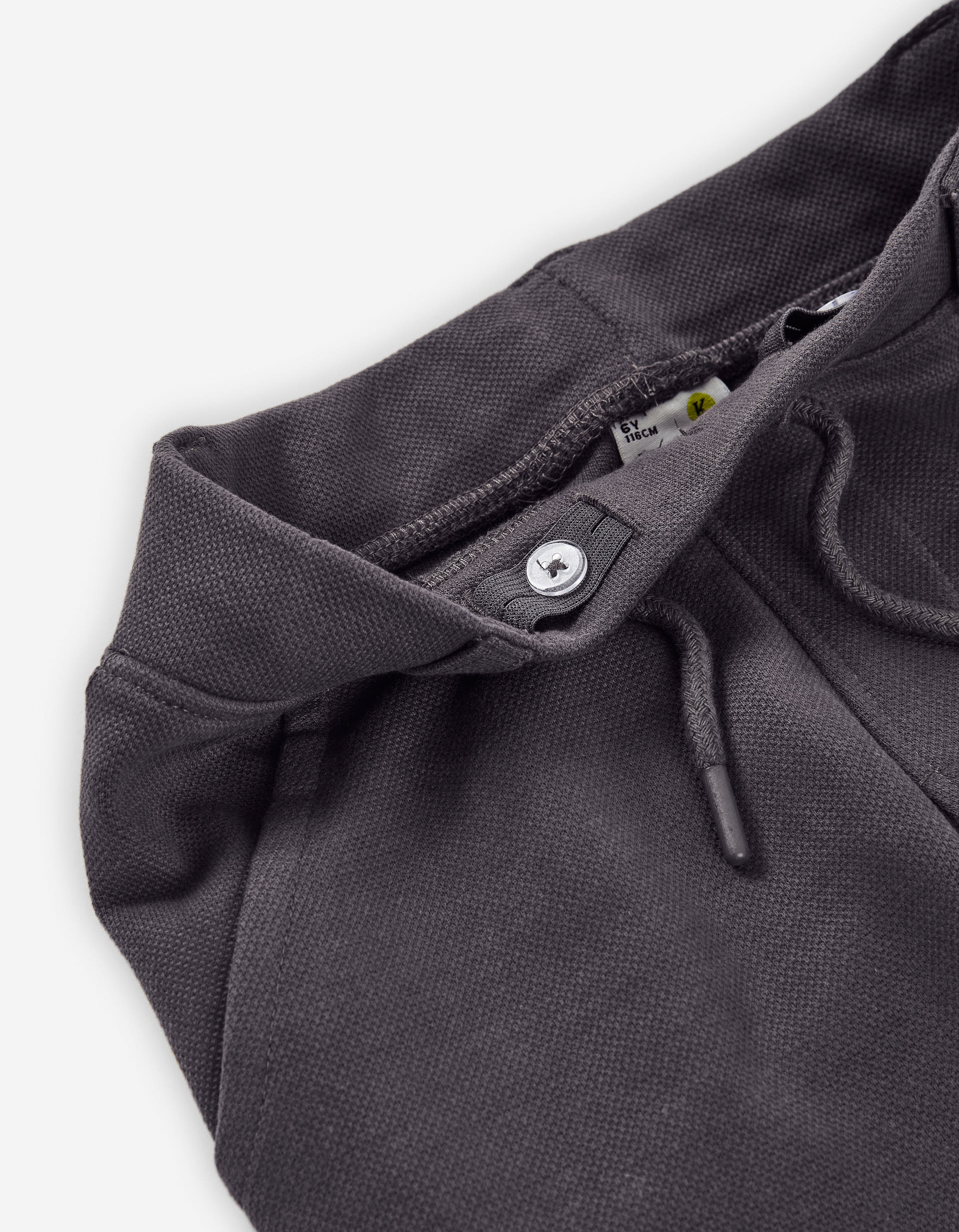 Cotton pique trousers with drawstring for boys, dark grey