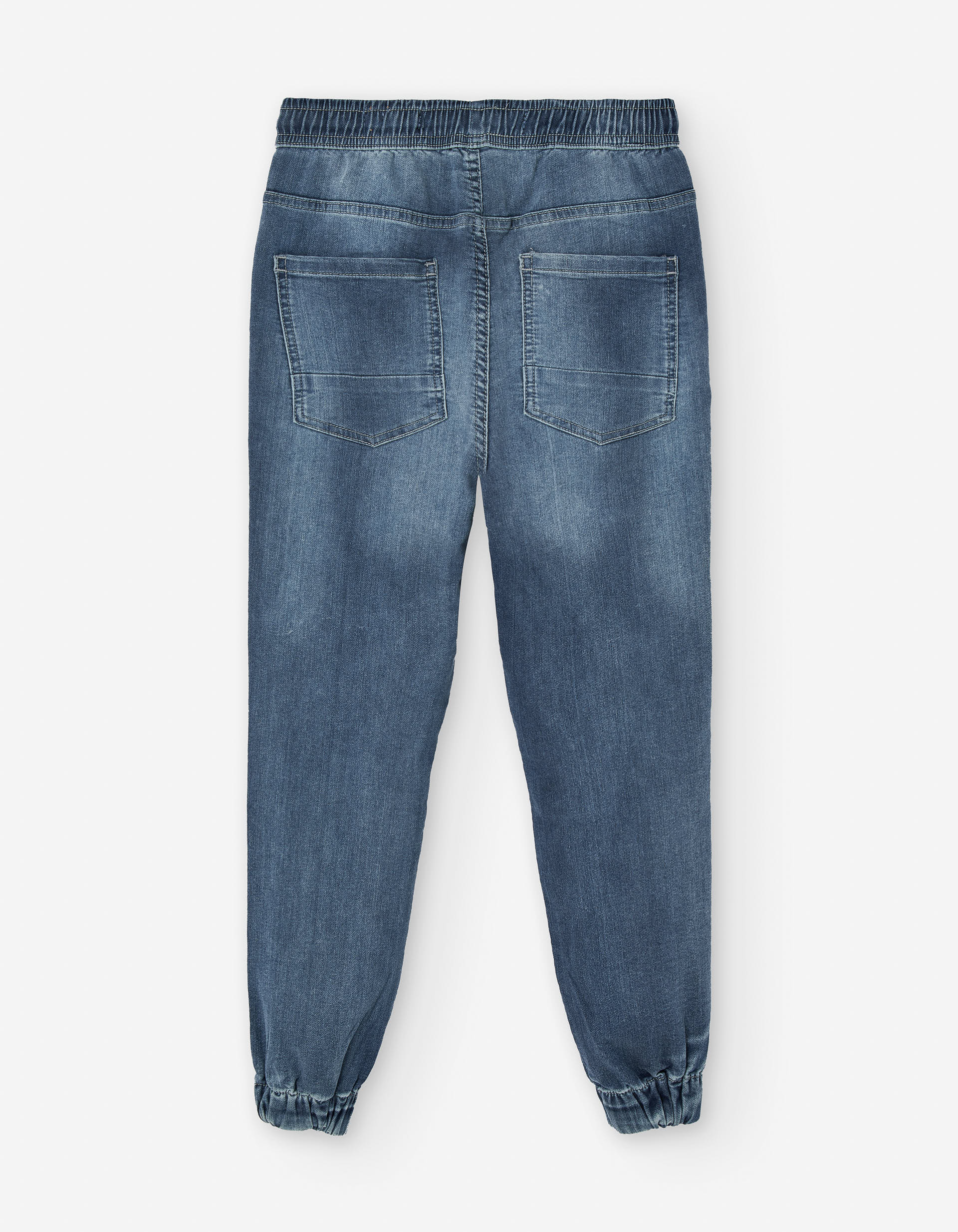 Denim joggers with drawstring and pockets for boys, blue