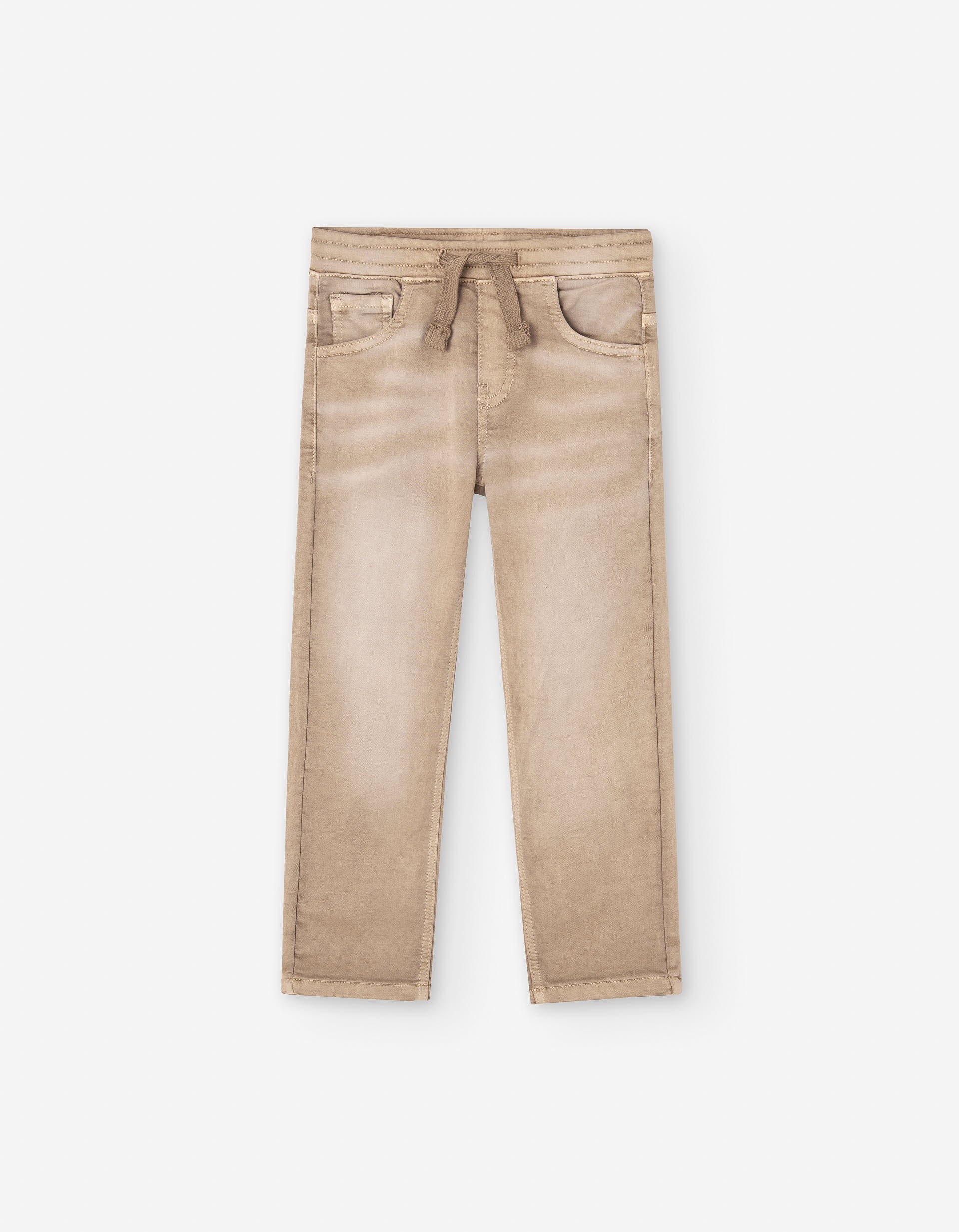 Denim trousers with drawstring for boys, beige