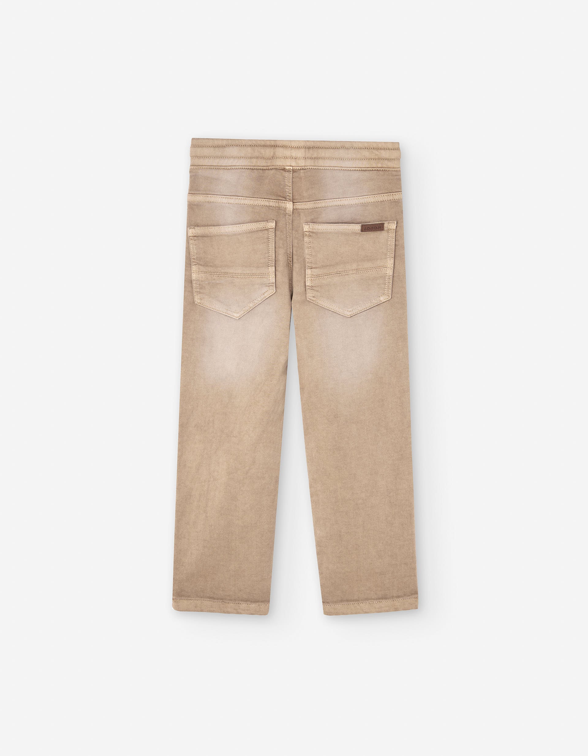 Denim trousers with drawstring for boys, beige