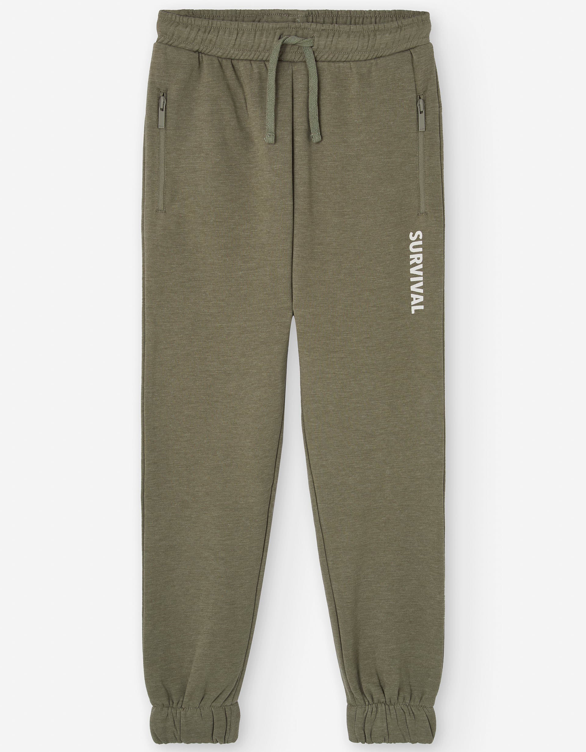 Brushed joggers with drawstring and pockets for boys, olive green