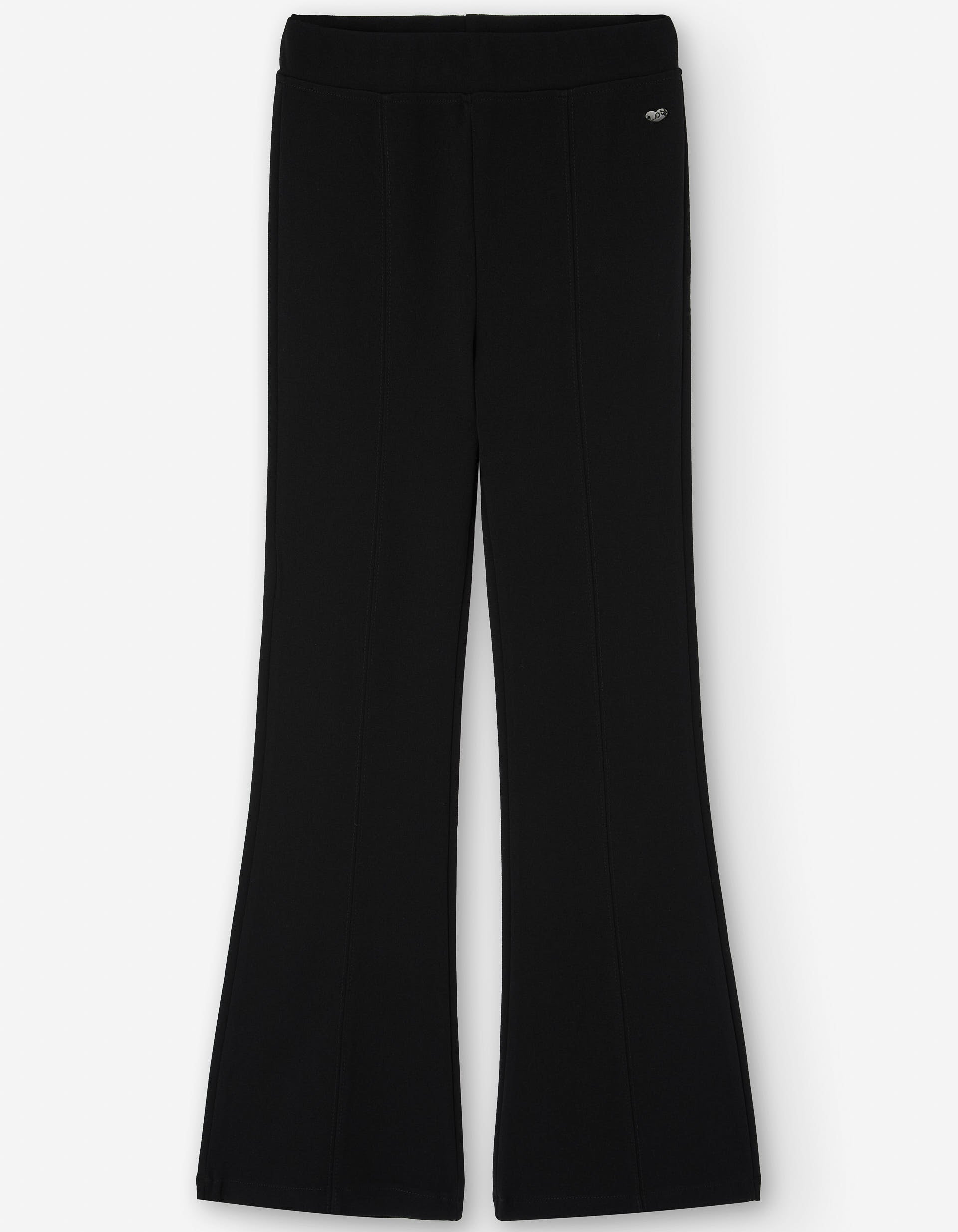 Flared interlock knit leggings for girls, black