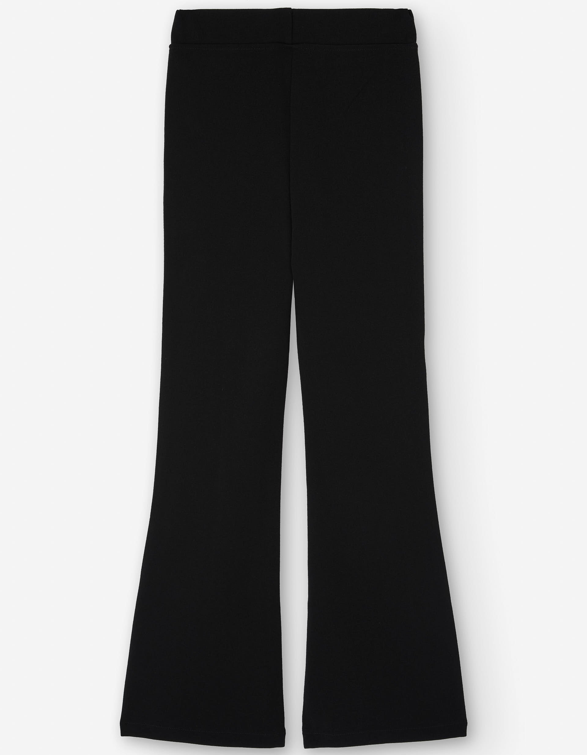 Flared interlock knit leggings for girls, black