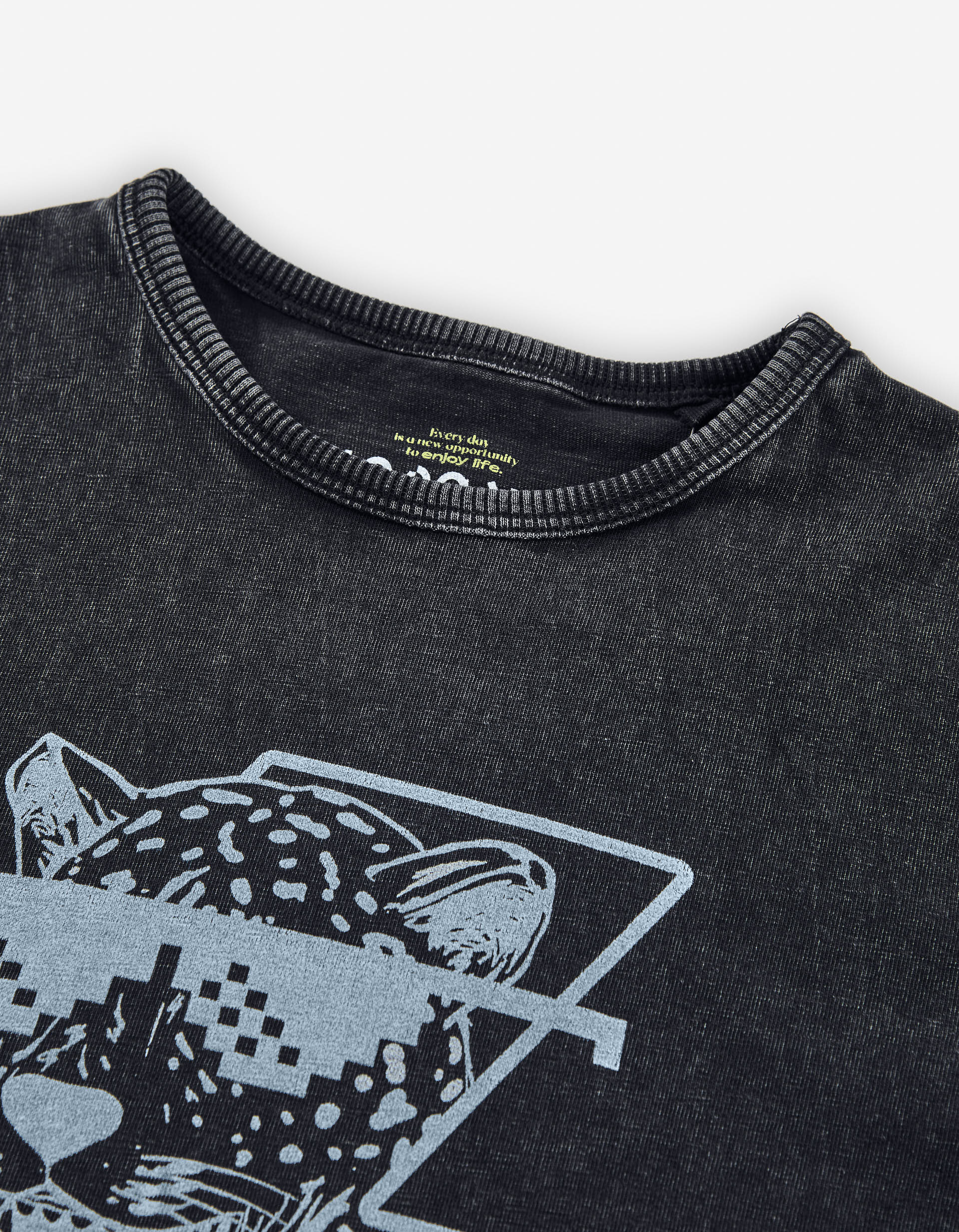 Long sleeve cotton T-shirt with front print for boys, dark grey