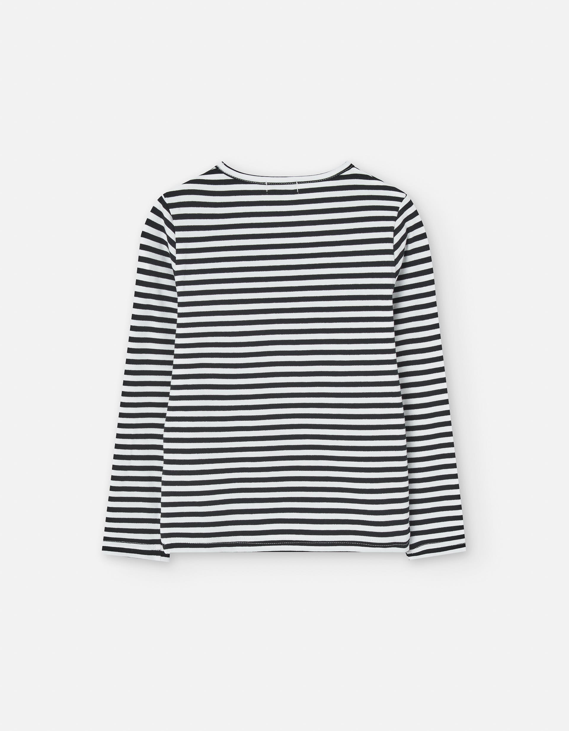 Striped long sleeve T-shirt for girls, white/dark blue