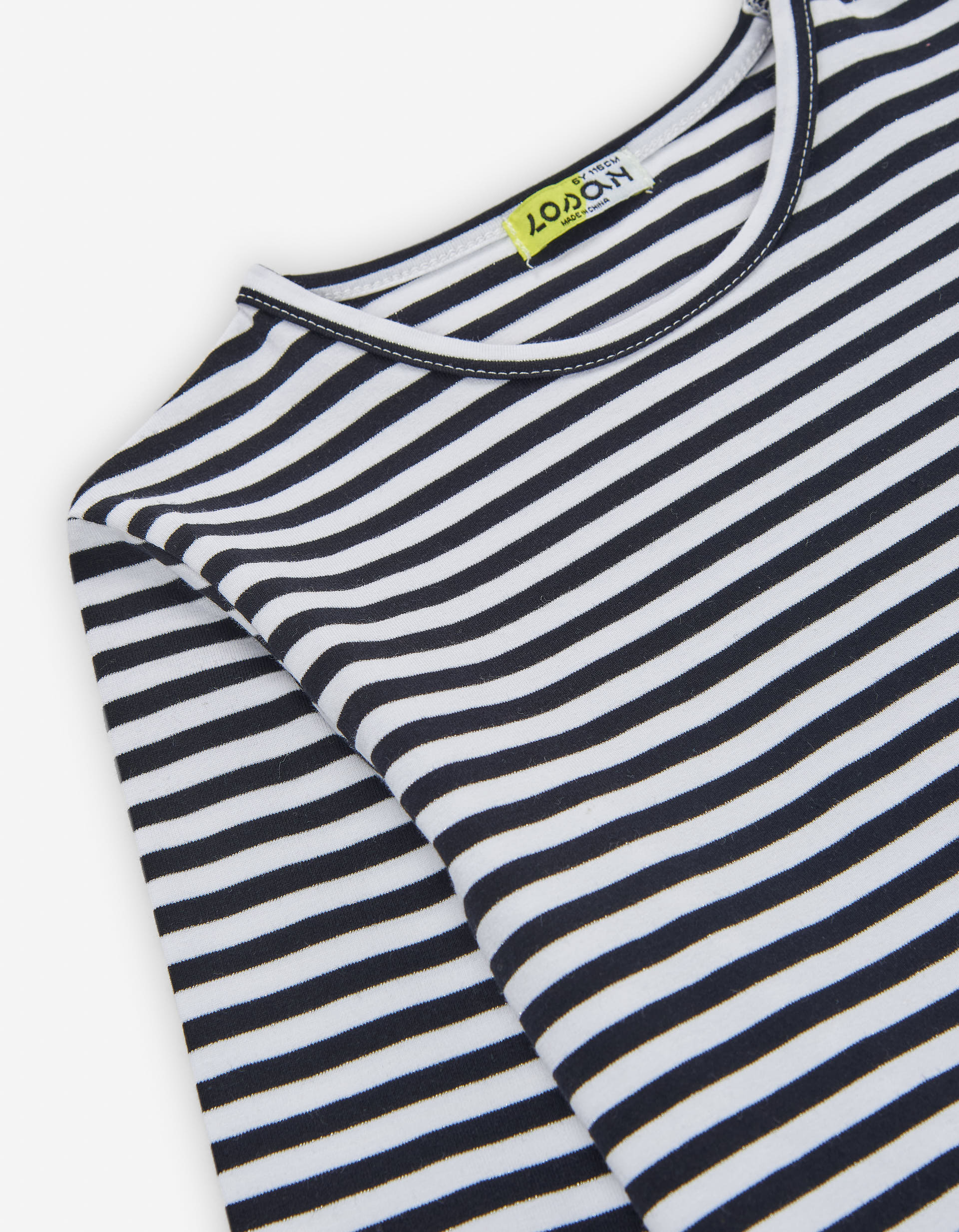 Striped long sleeve T-shirt for girls, white/dark blue